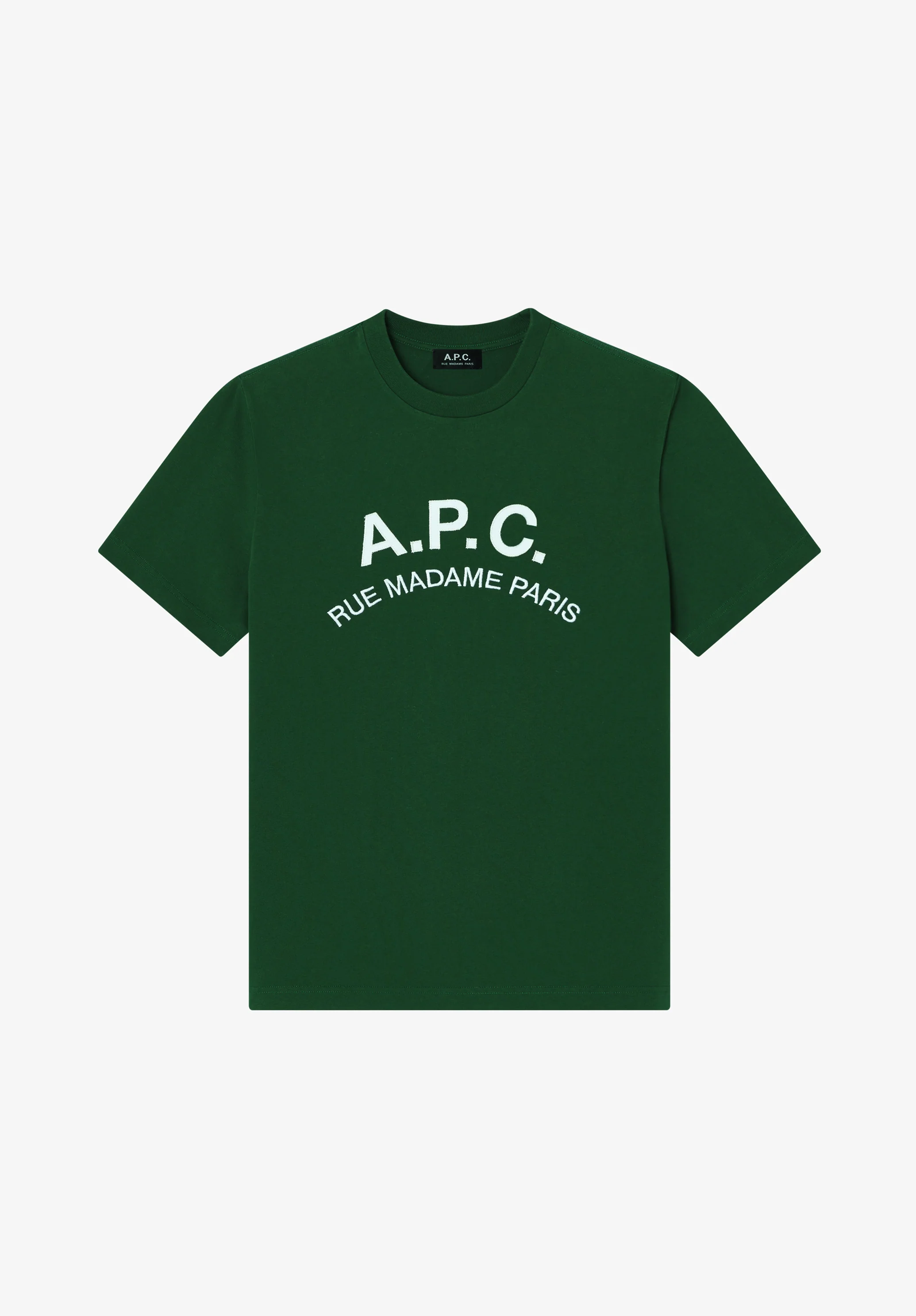Dark green t-shirt with vintage-effect A.P.C. logo
