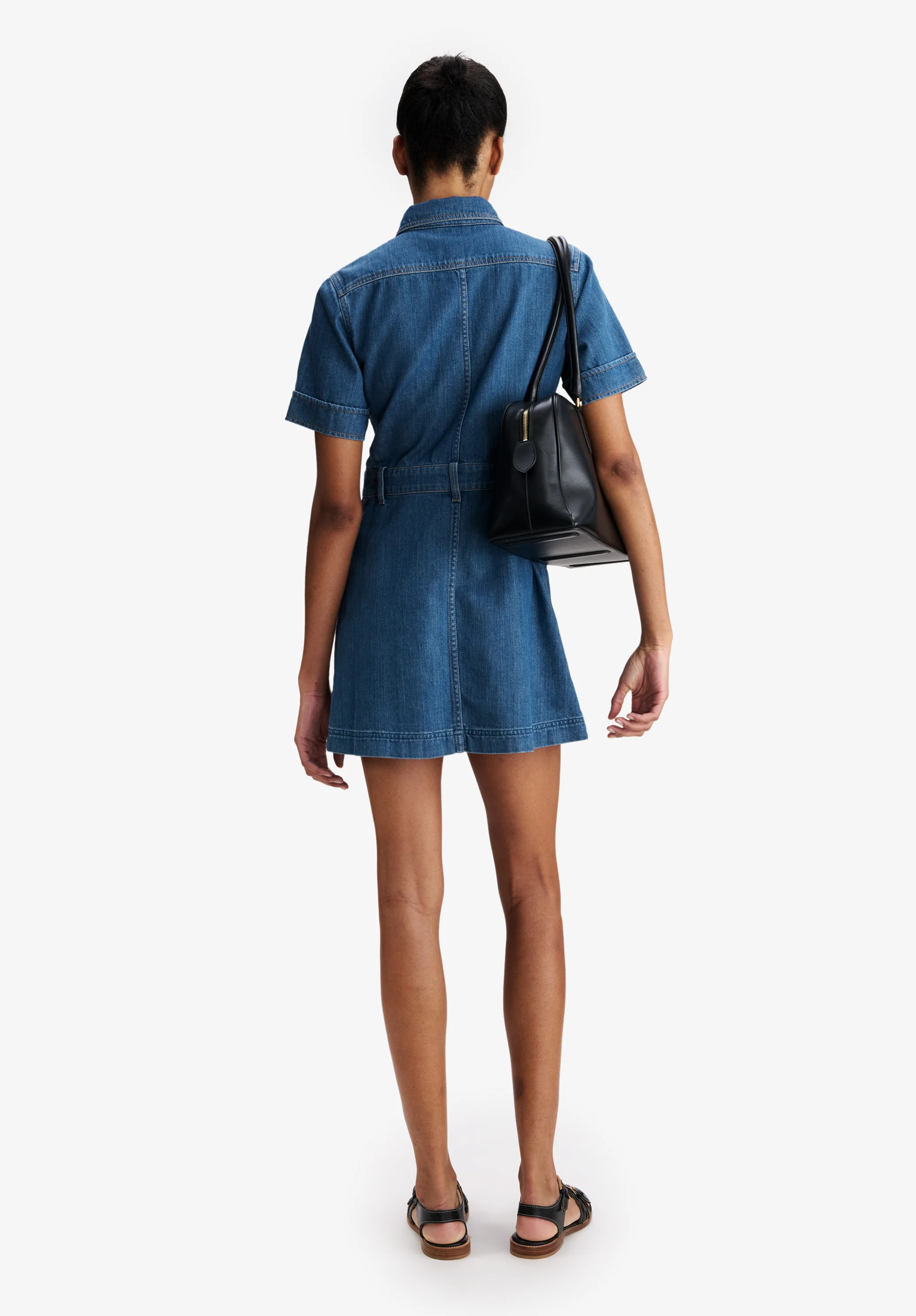 Faded denim dress with pockets - Image 4