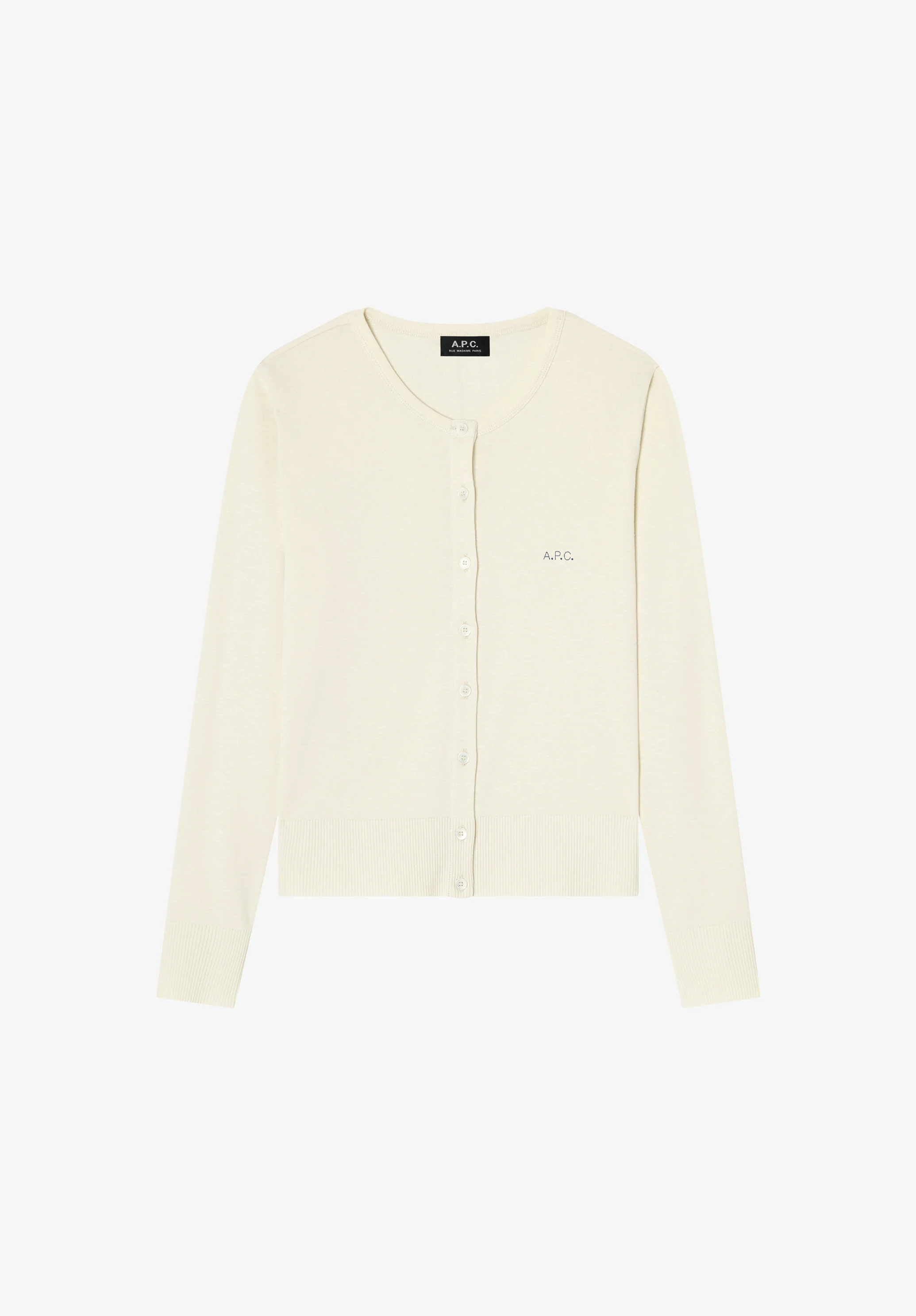 Fitted ecru cardigan with A.P.C. micro-logo