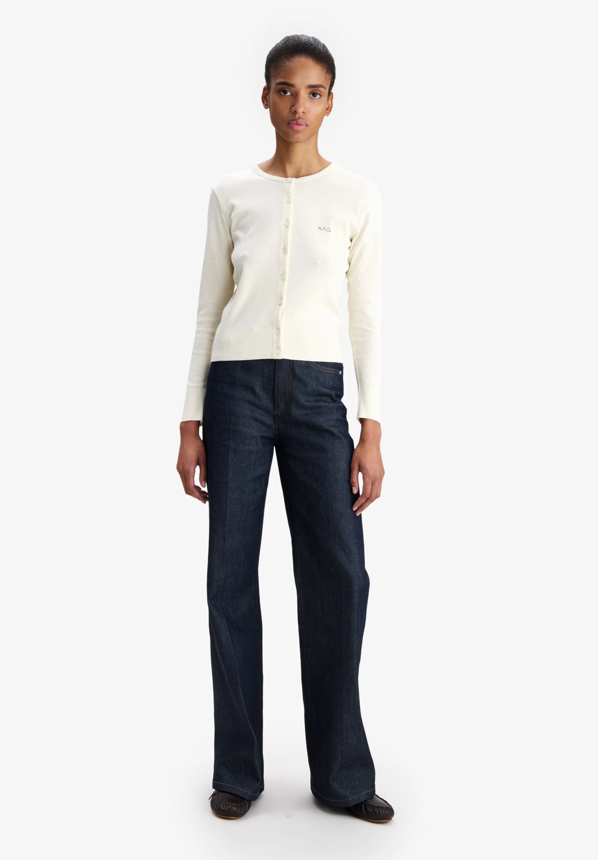 Fitted ecru cardigan with A.P.C. micro-logo - Image 2