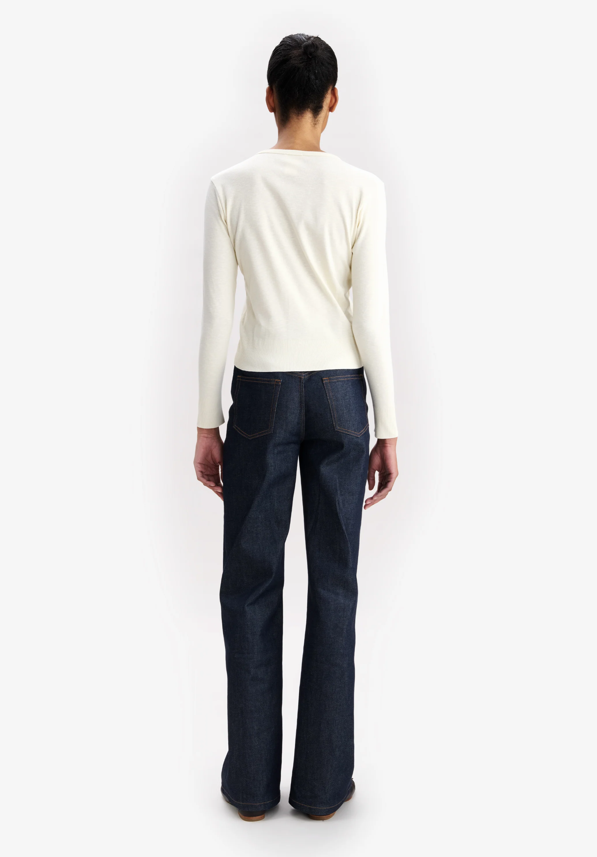 Fitted ecru cardigan with A.P.C. micro-logo - Image 3