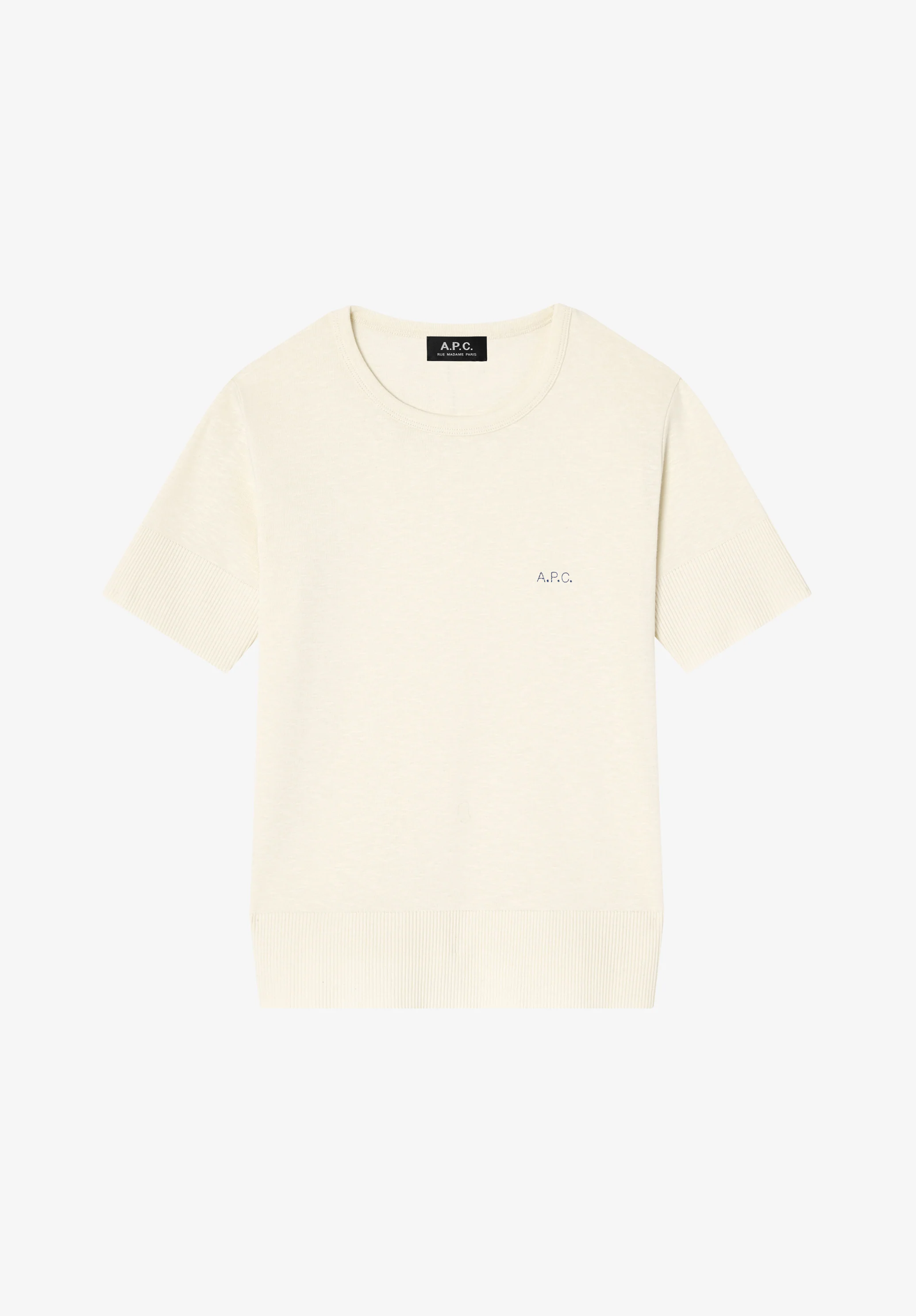Fitted ecru t-shirt with A.P.C. micro-logo