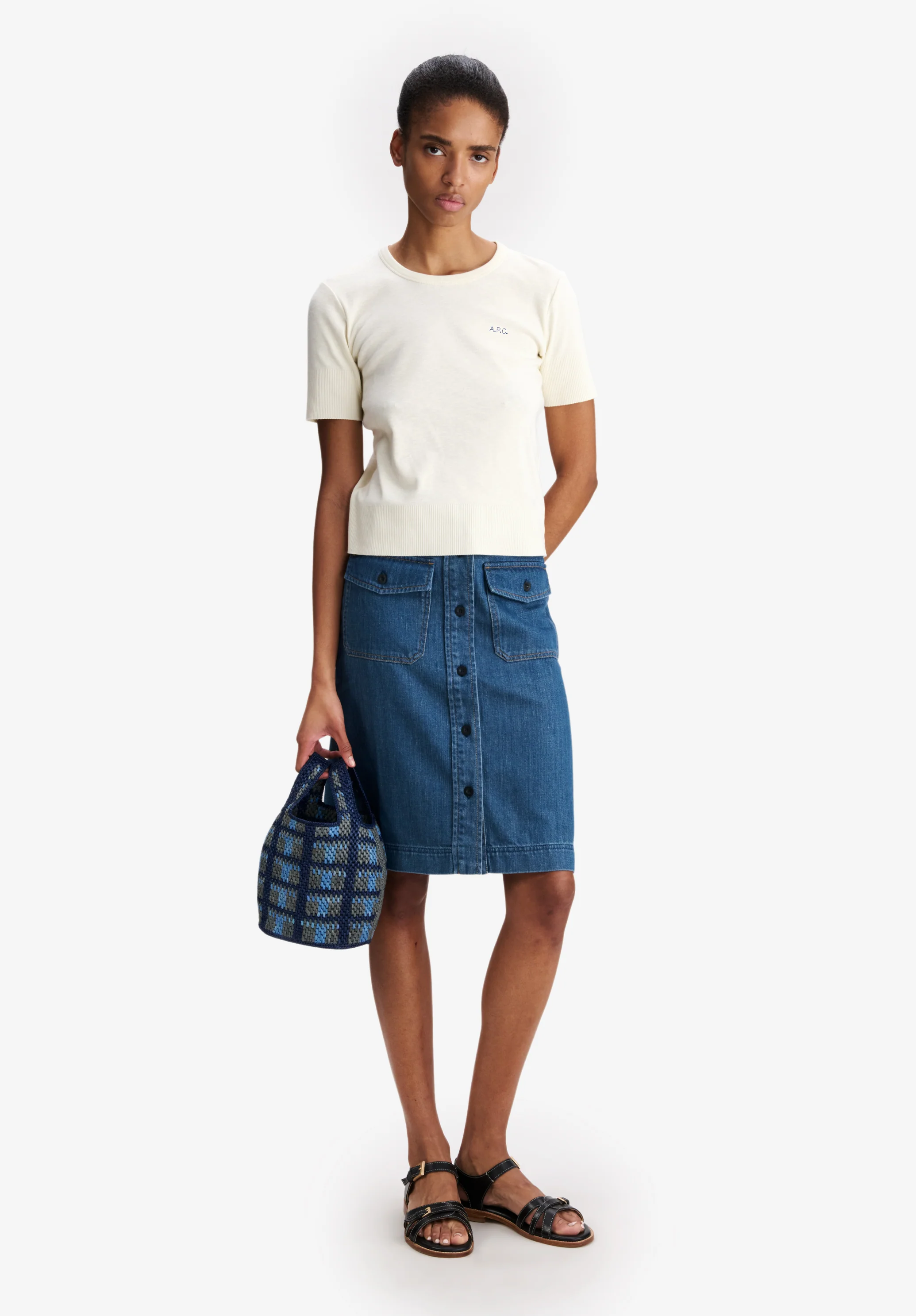 Fitted ecru t-shirt with A.P.C. micro-logo - Image 2