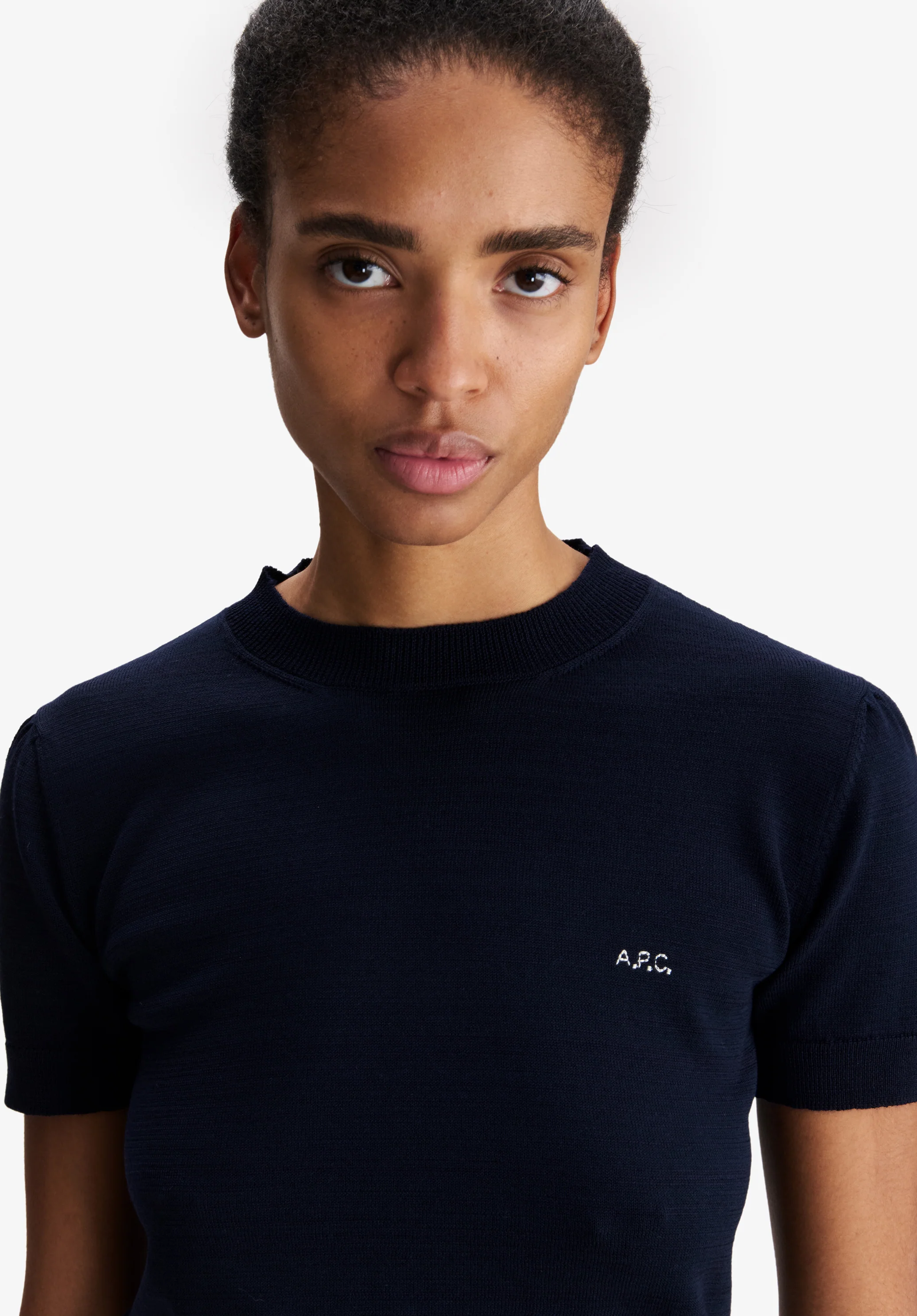 Fitted navy blue merino wool sweater - Image 5