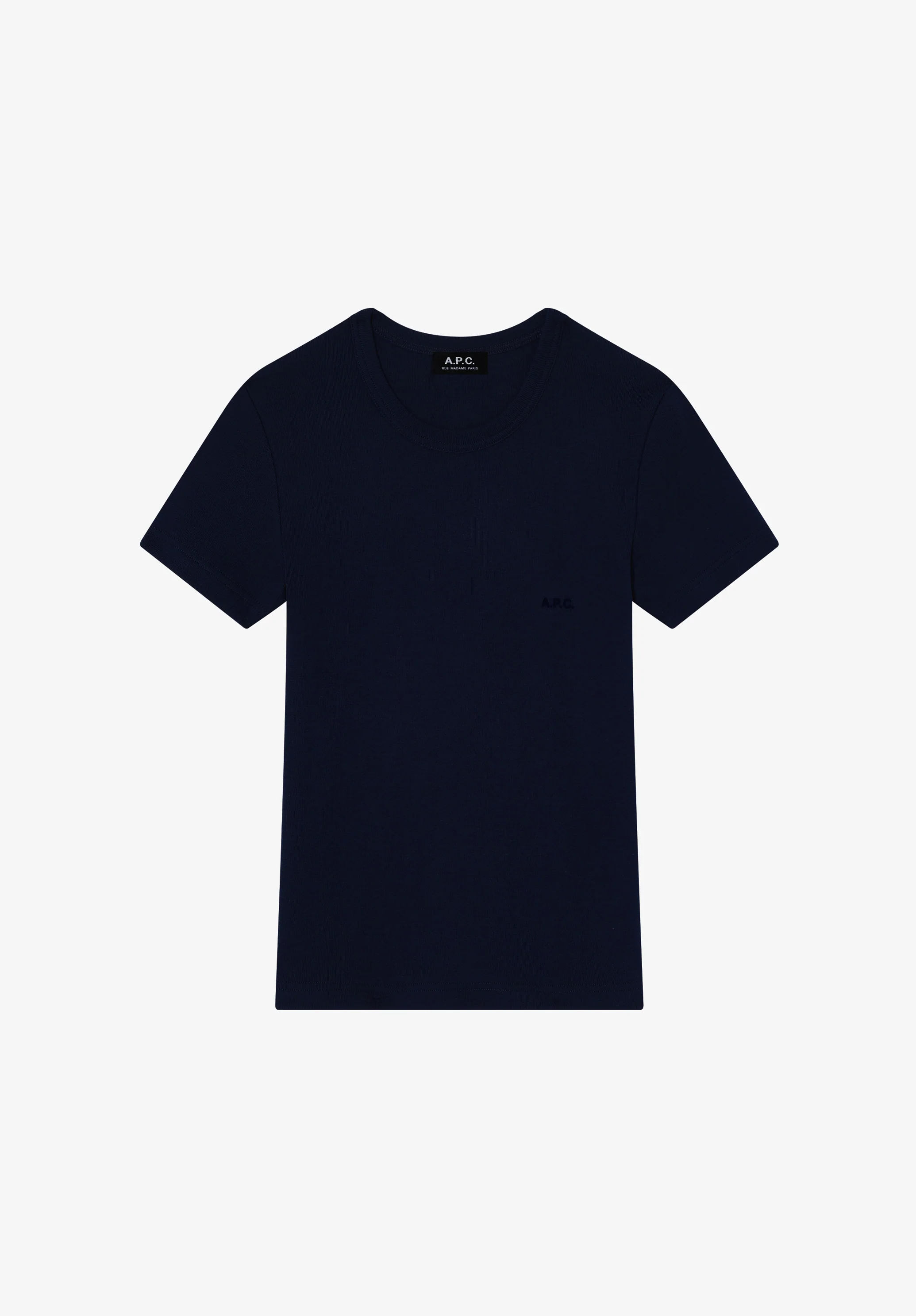 Fitted navy blue organic cotton t-shirt