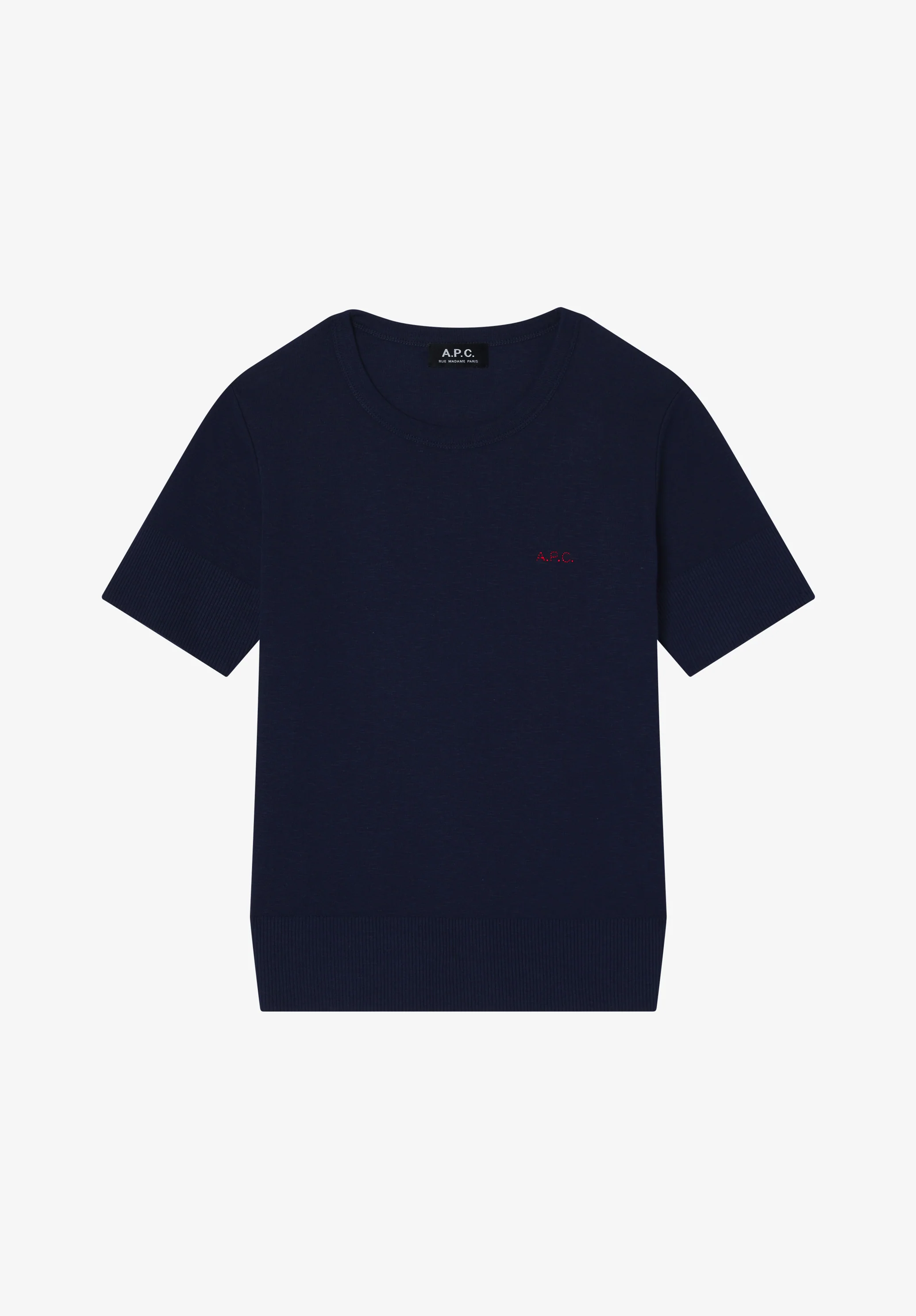 Fitted navy blue t-shirt with A.P.C. micro-logo