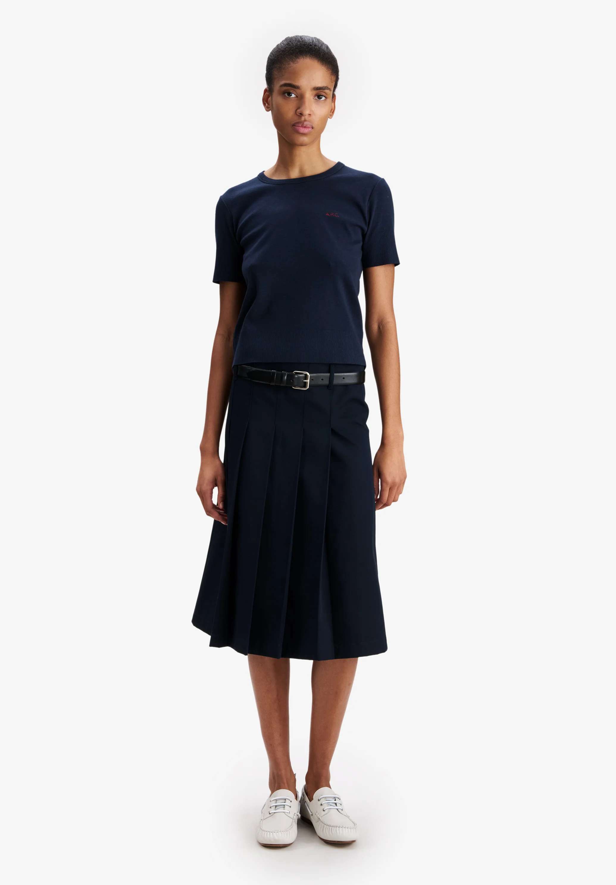 Fitted navy blue t-shirt with A.P.C. micro-logo - Image 2