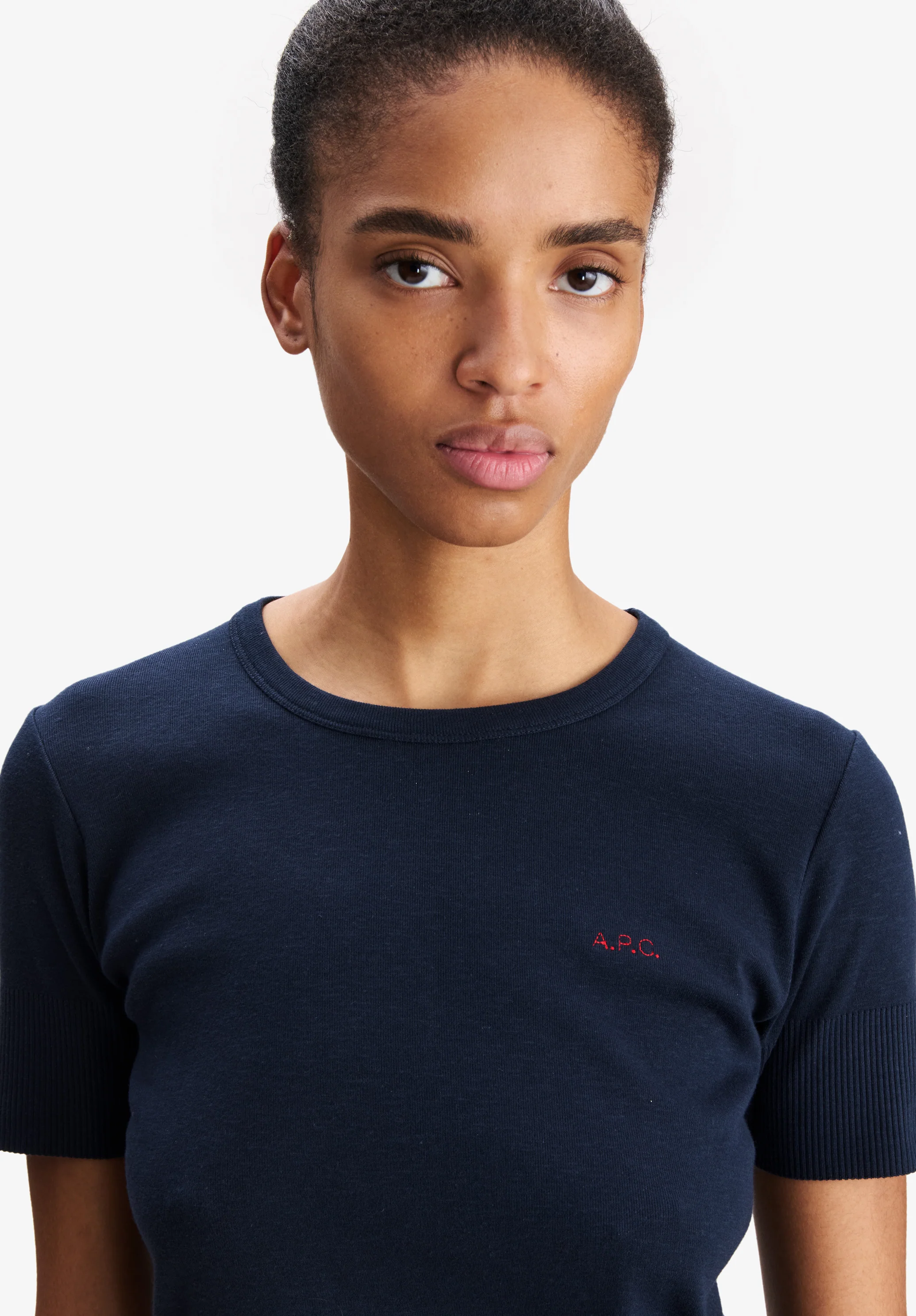 Fitted navy blue t-shirt with A.P.C. micro-logo - Image 3