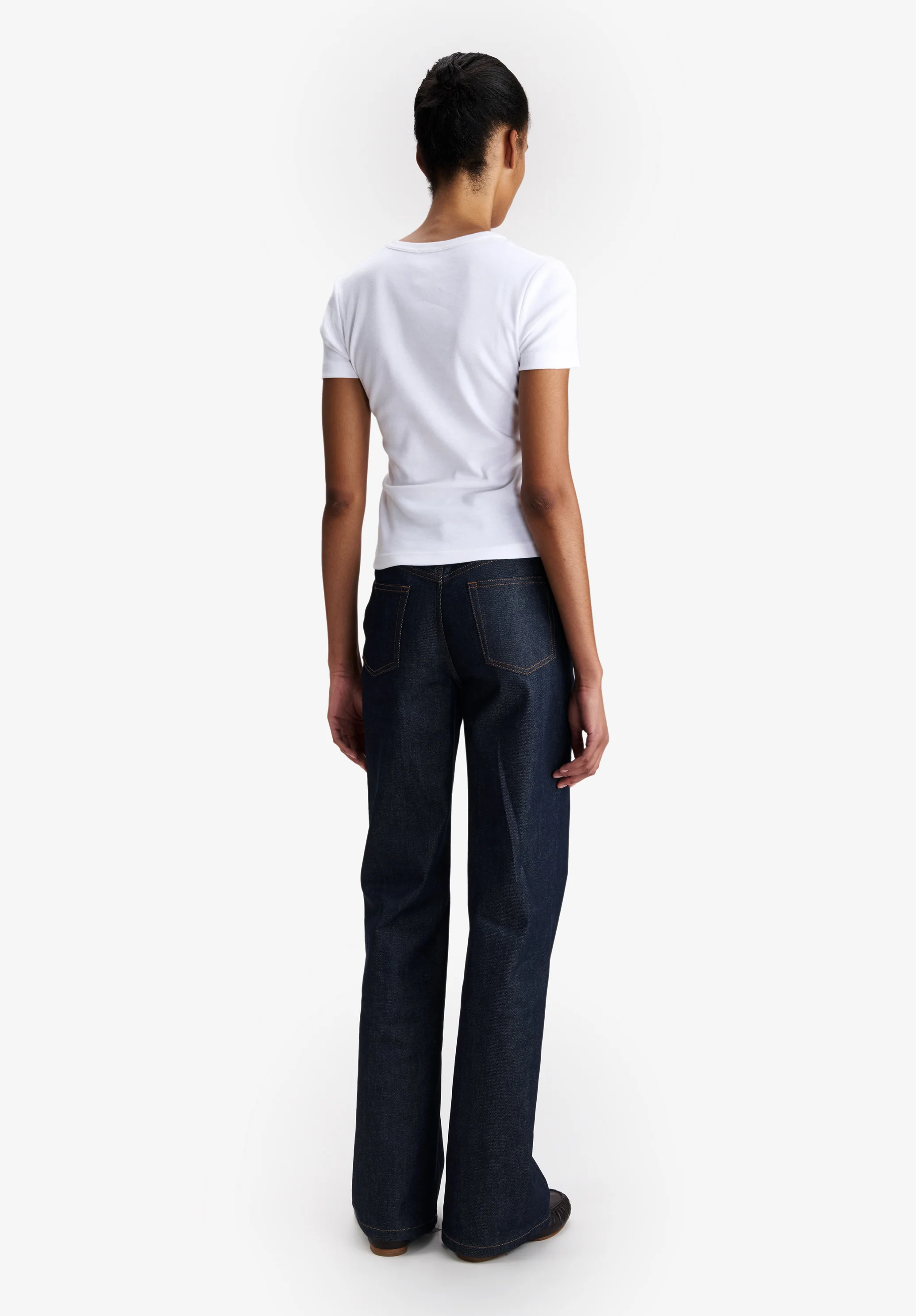 Fitted white organic cotton t-shirt - Image 3