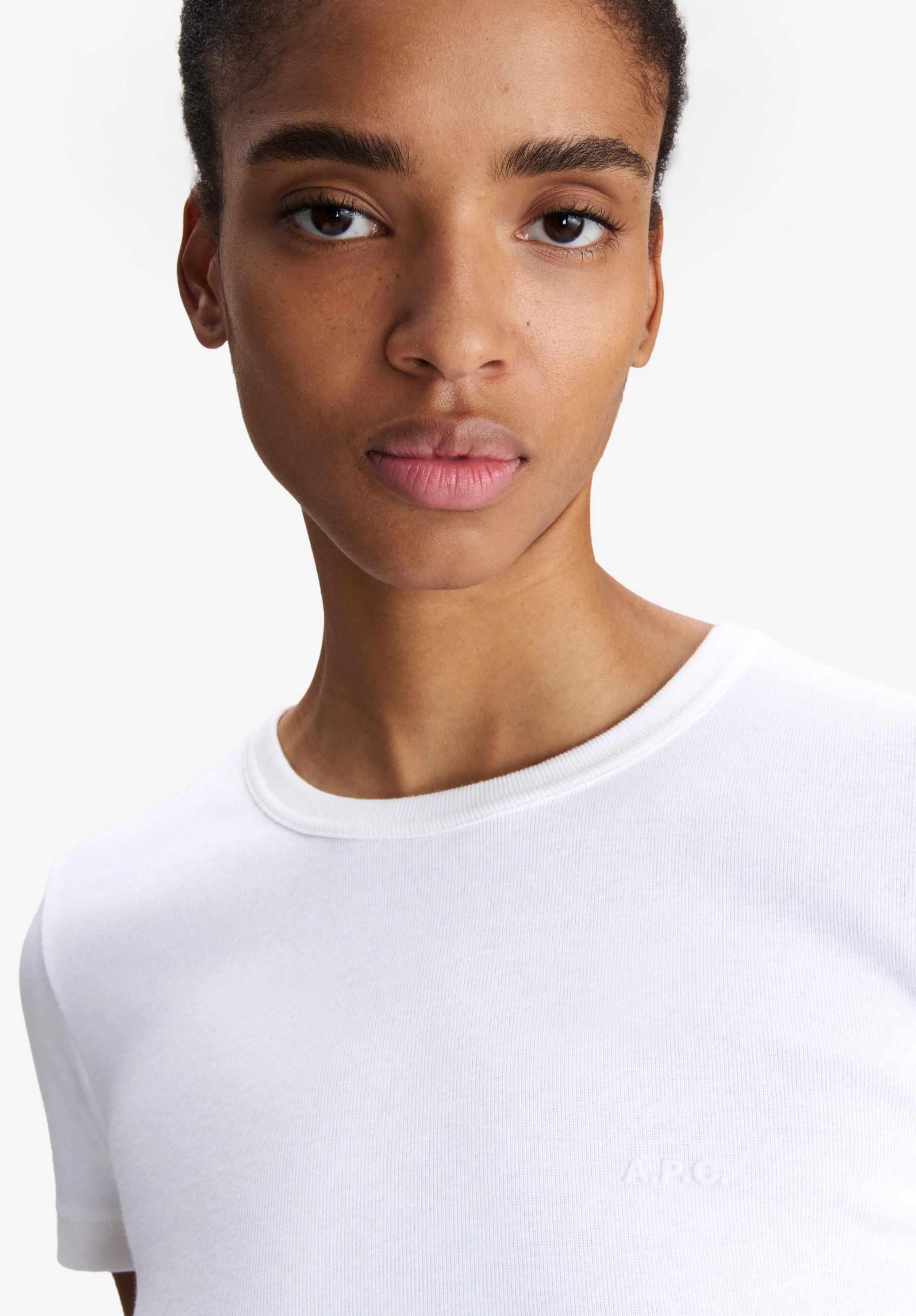 Fitted white organic cotton t-shirt - Image 4
