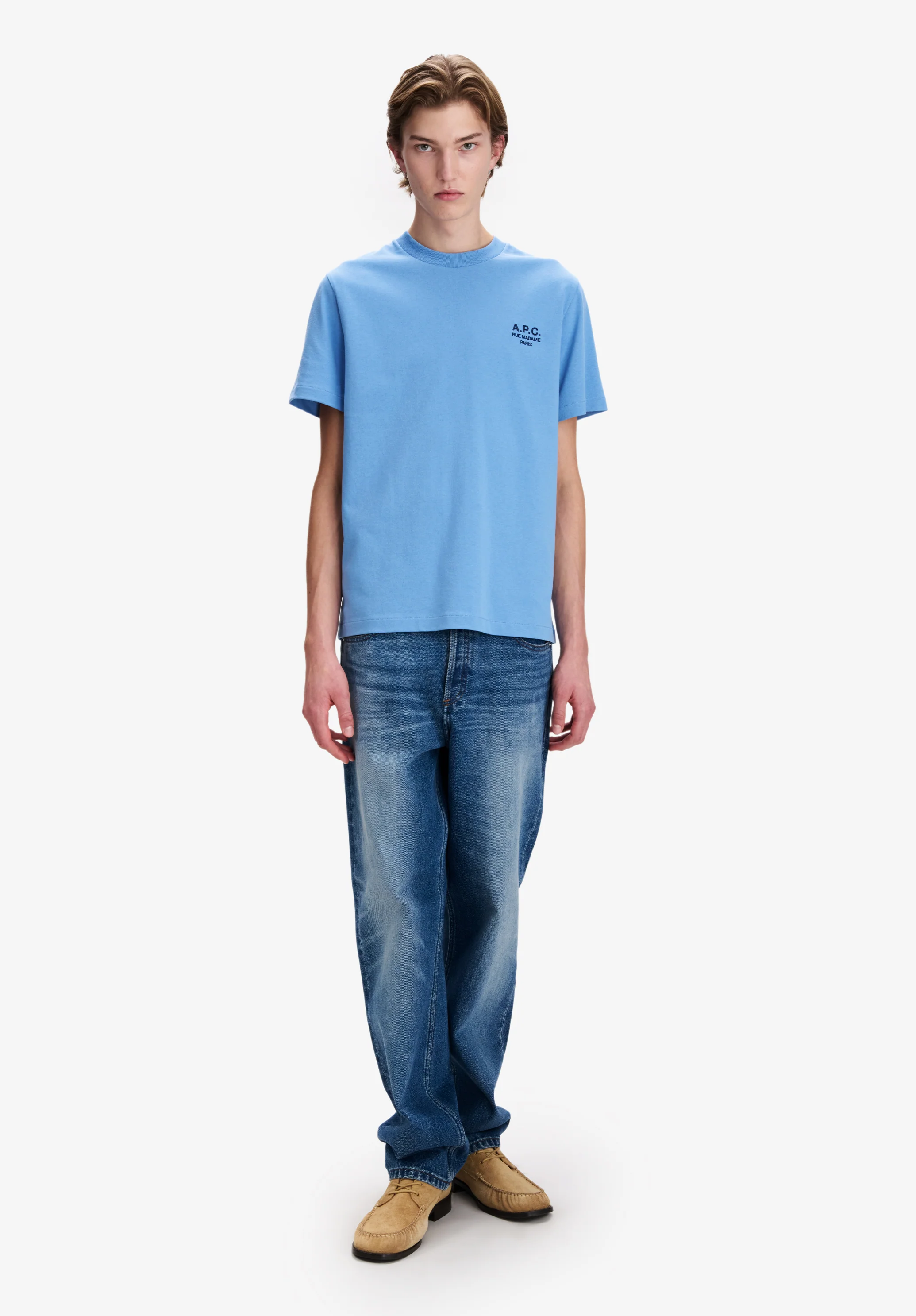 Light blue t-shirt with A.P.C. Rue Madame logo - Image 2