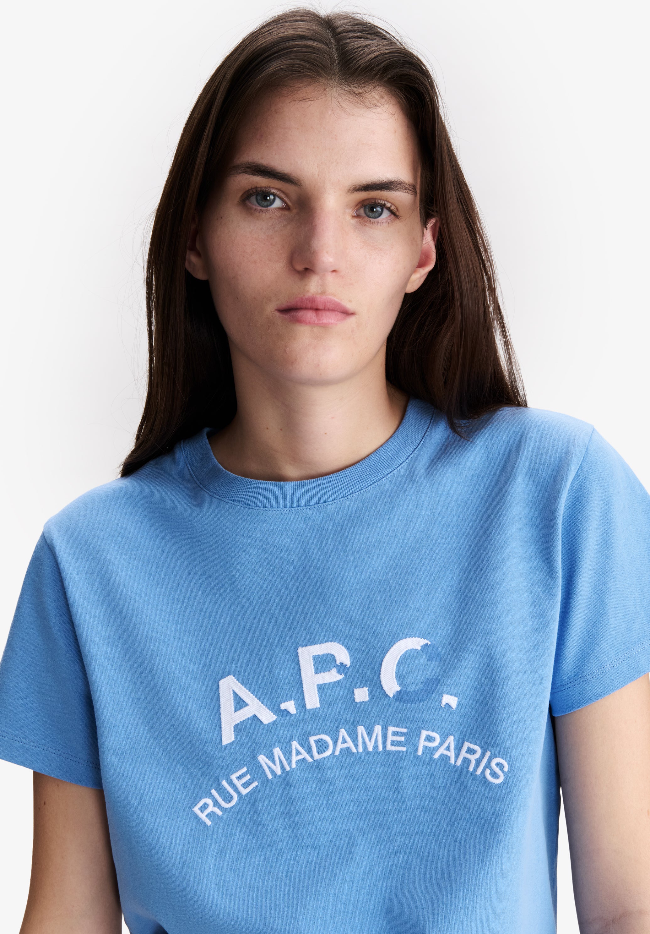 Light blue t-shirt with vintage-effect A.P.C. logo - Image 4