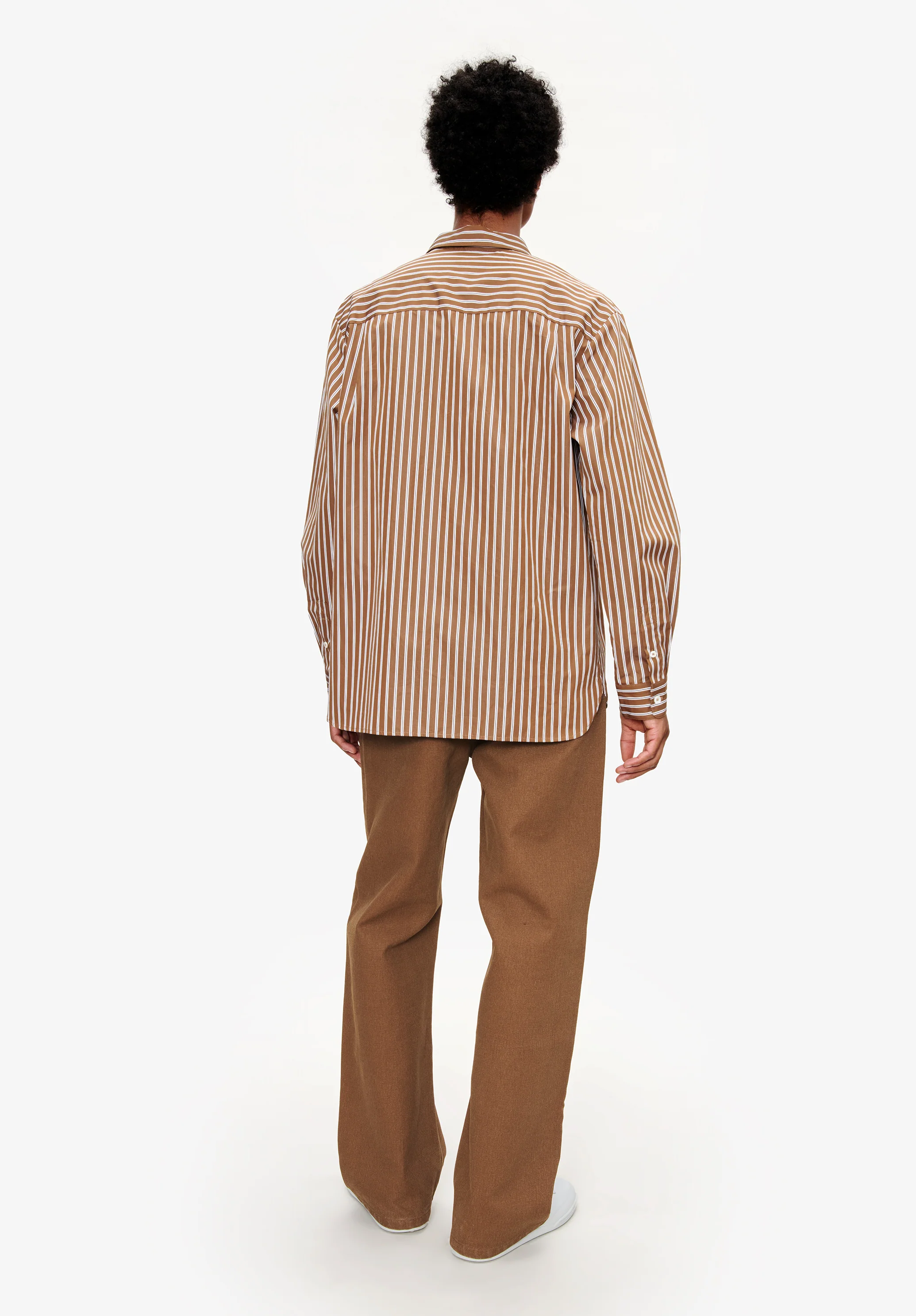 Loose-fit chestnut brown striped shirt - Image 3