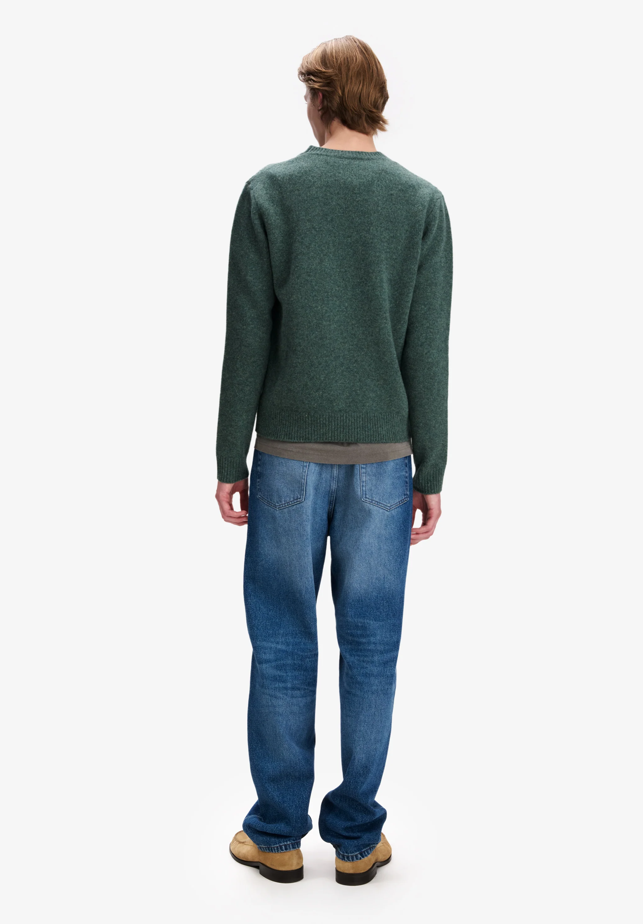 Loose heather green wool sweater - Image 3