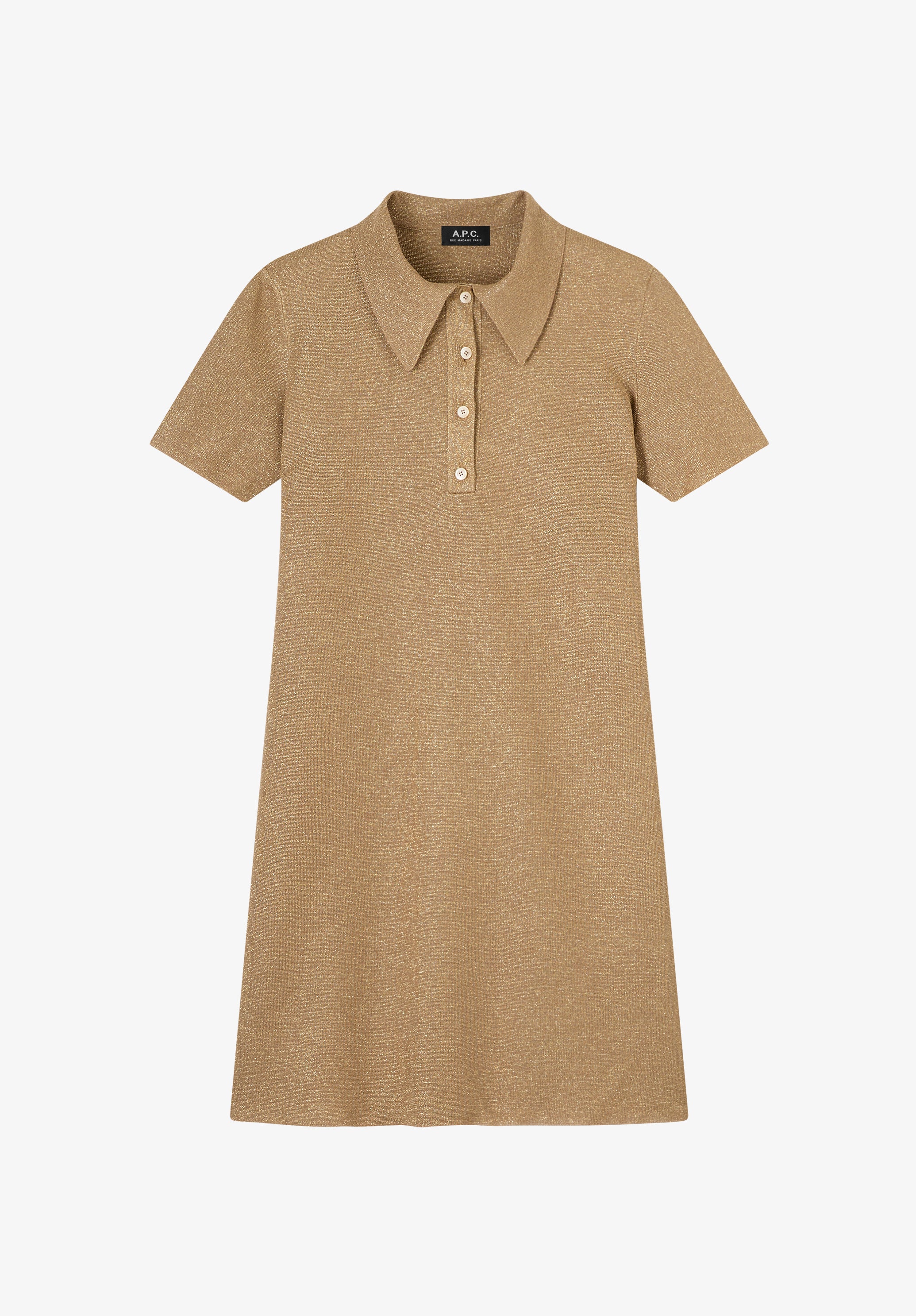 Metallised polo shirt collar dress