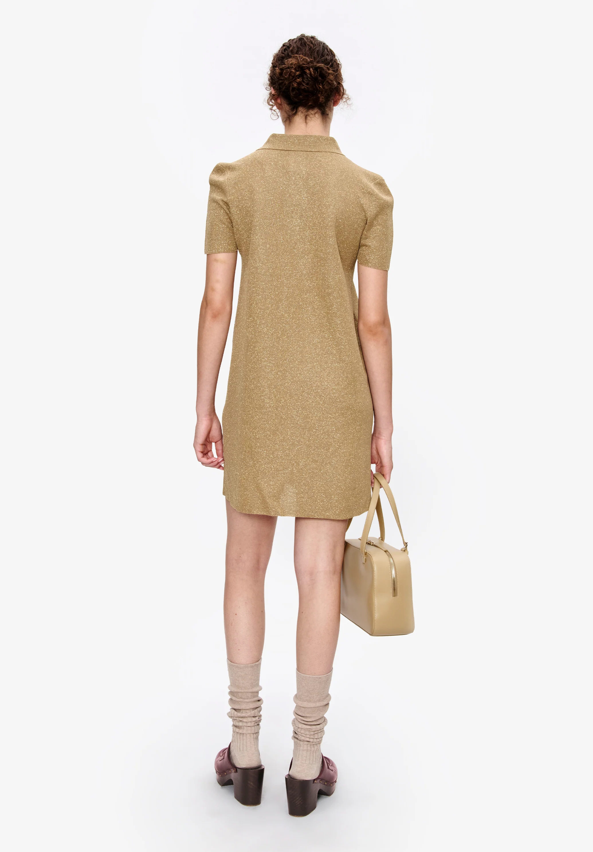 Metallised polo shirt collar dress - Image 3