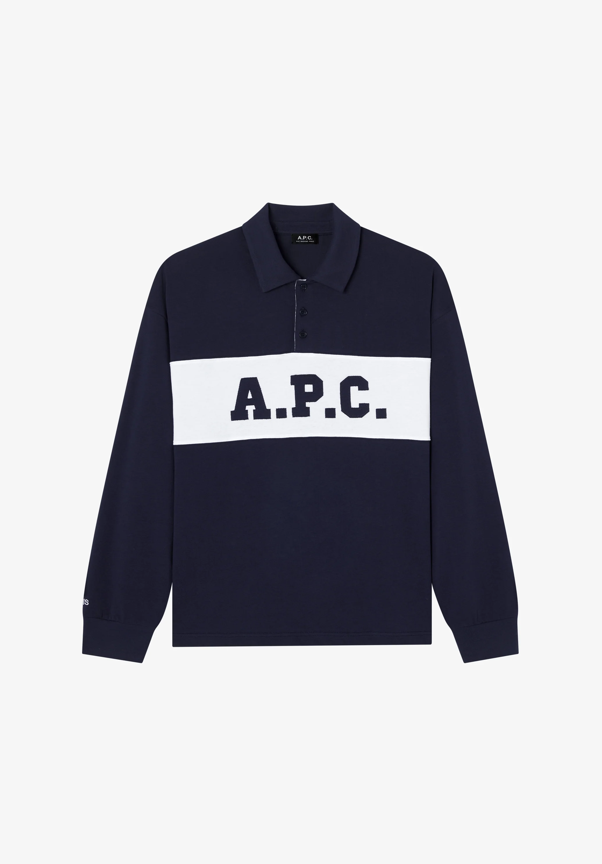 Navy blue A.P.C. rugby polo