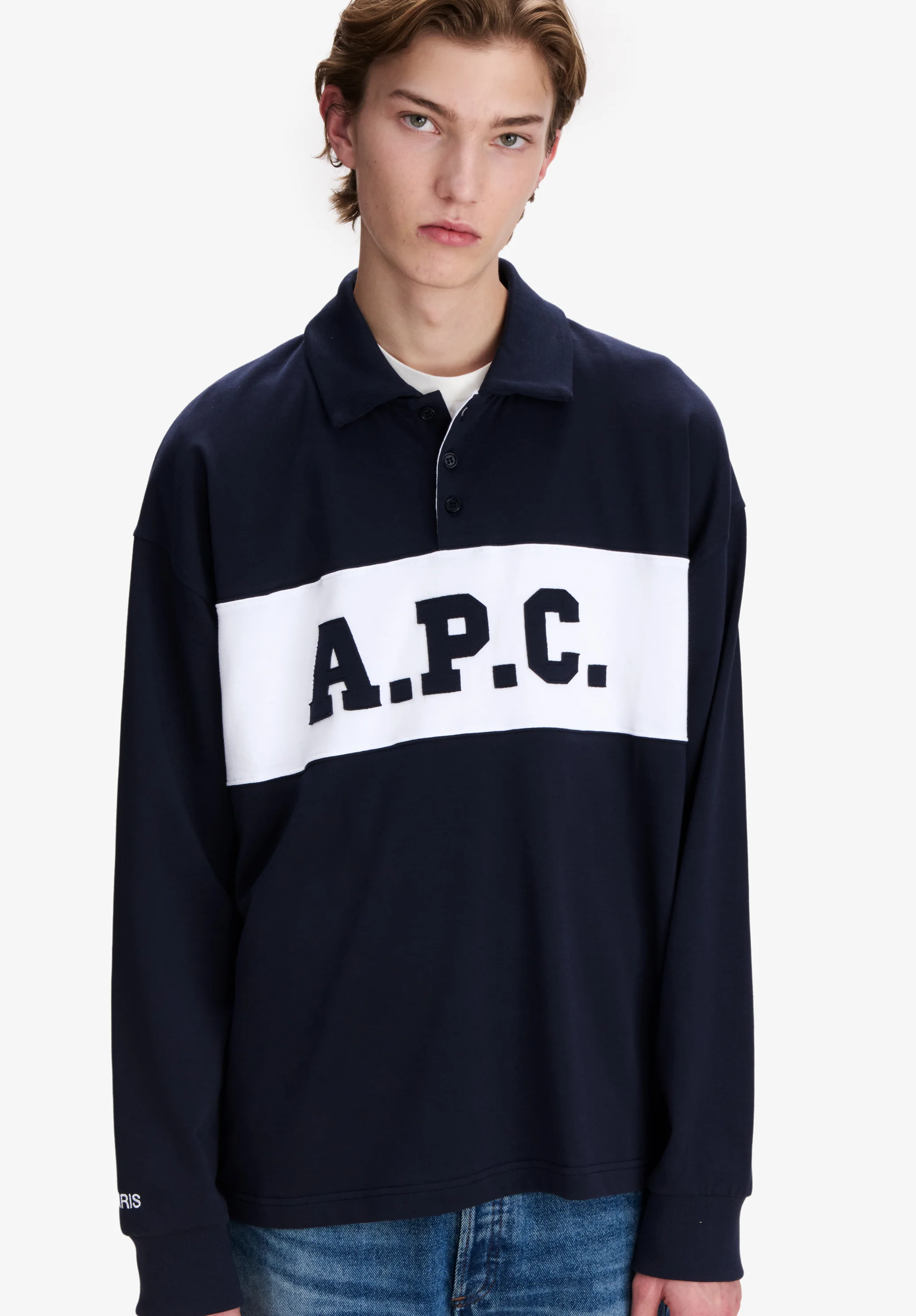 Navy blue A.P.C. rugby polo - Image 4