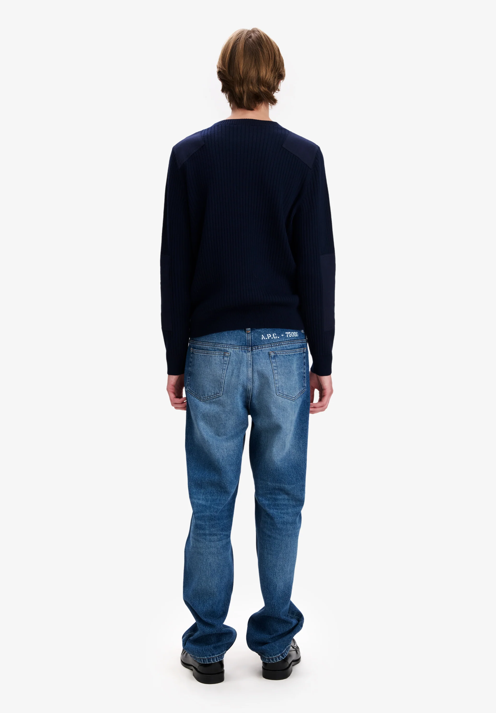 Navy blue merino wool military sweater - Image 3