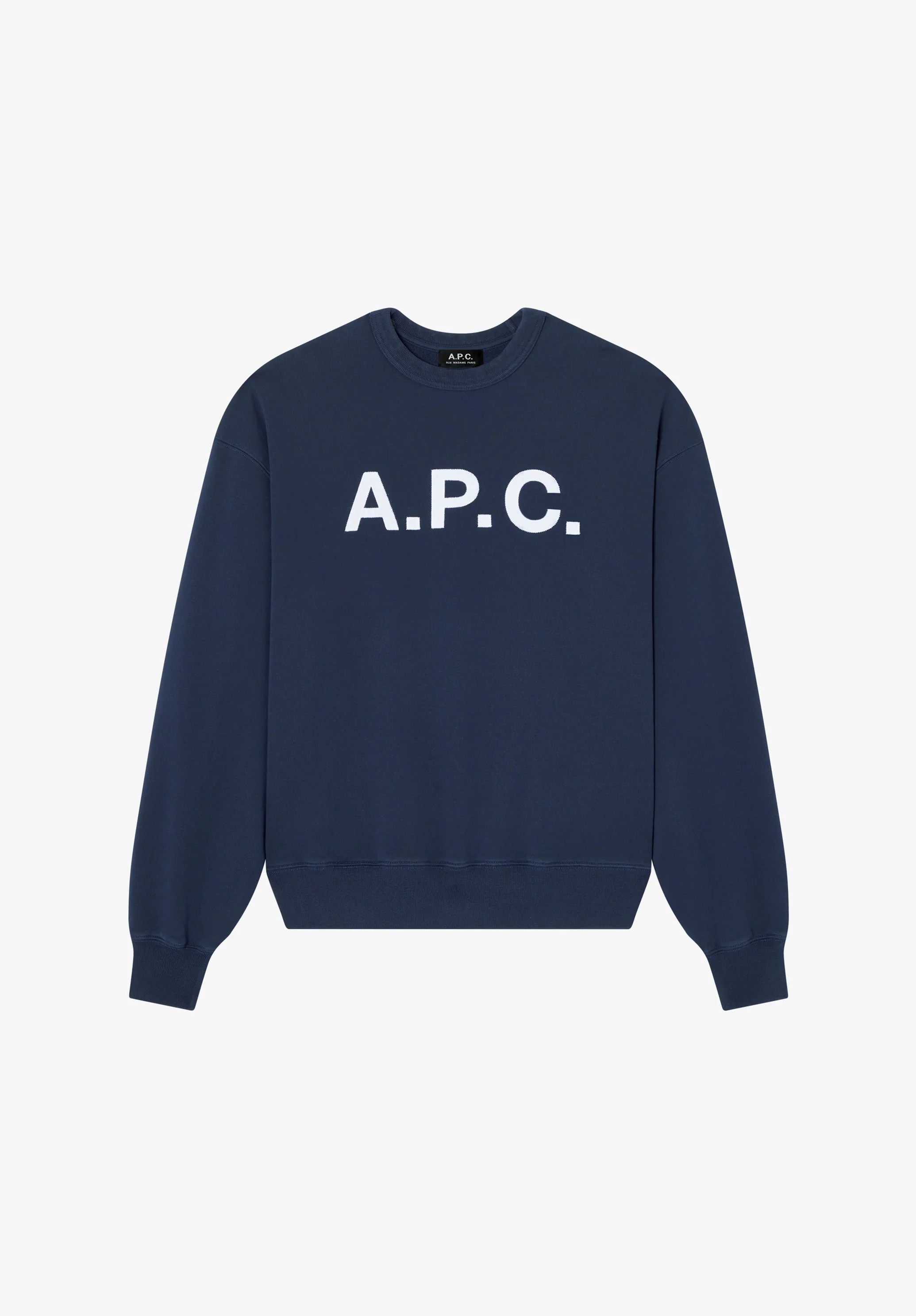 Navy blue sweatshirt with vintage-effect A.P.C. logo