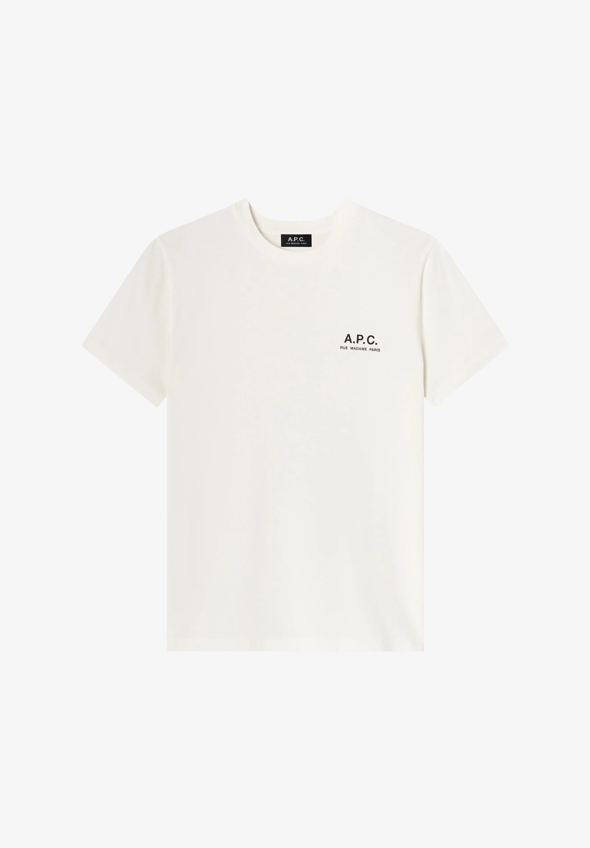 Off-white t-shirt with A.P.C. Rue Madame logo