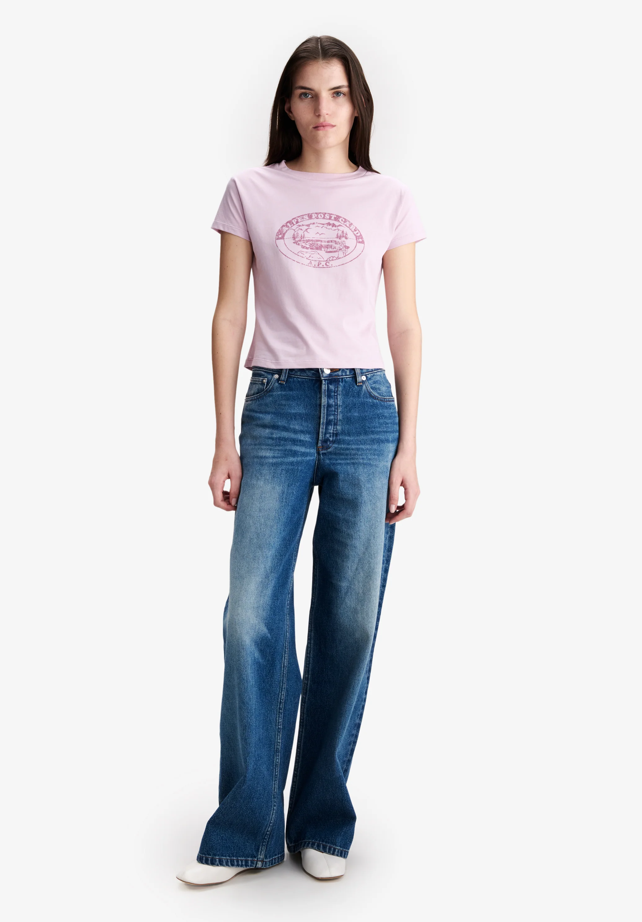 Pink t-shirt with vintage-effect camping logo - Image 2