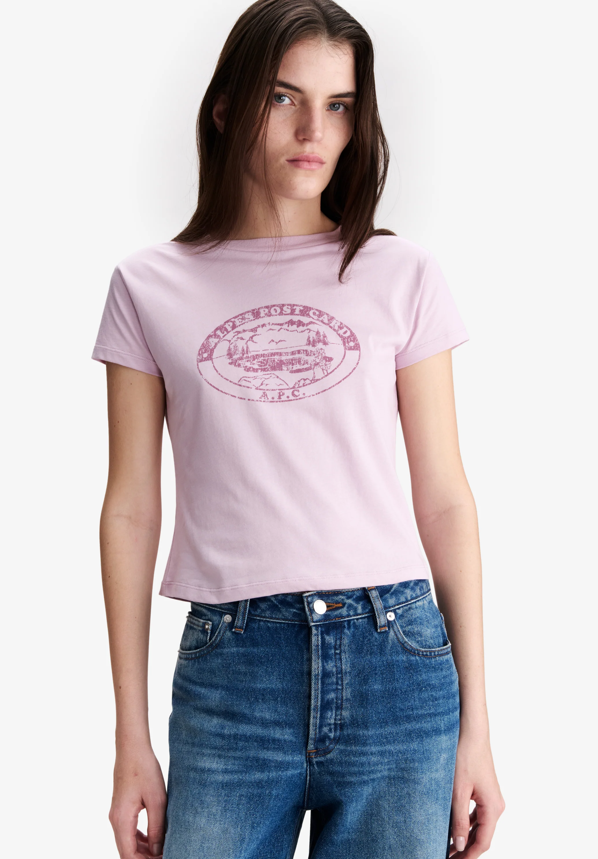 Pink t-shirt with vintage-effect camping logo - Image 4