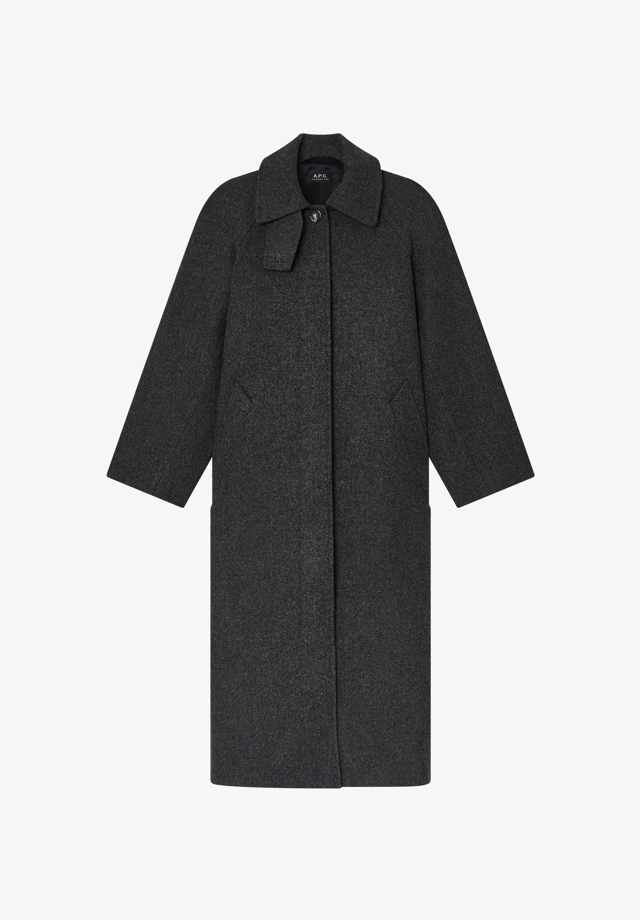 Oversize solid-colour coat with raglan sleeves