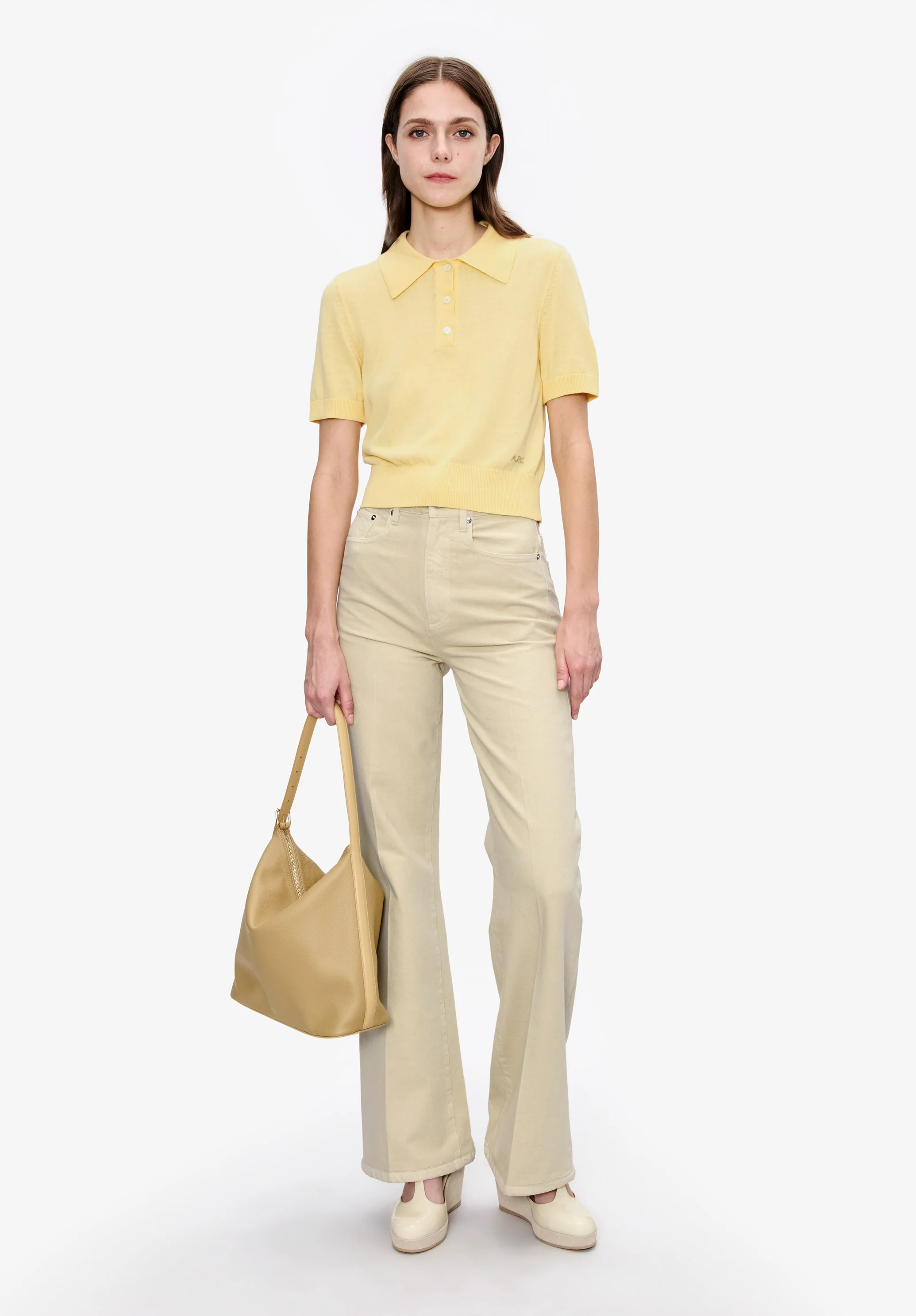 Solid-colour polo shirt in cotton crepe - Image 2