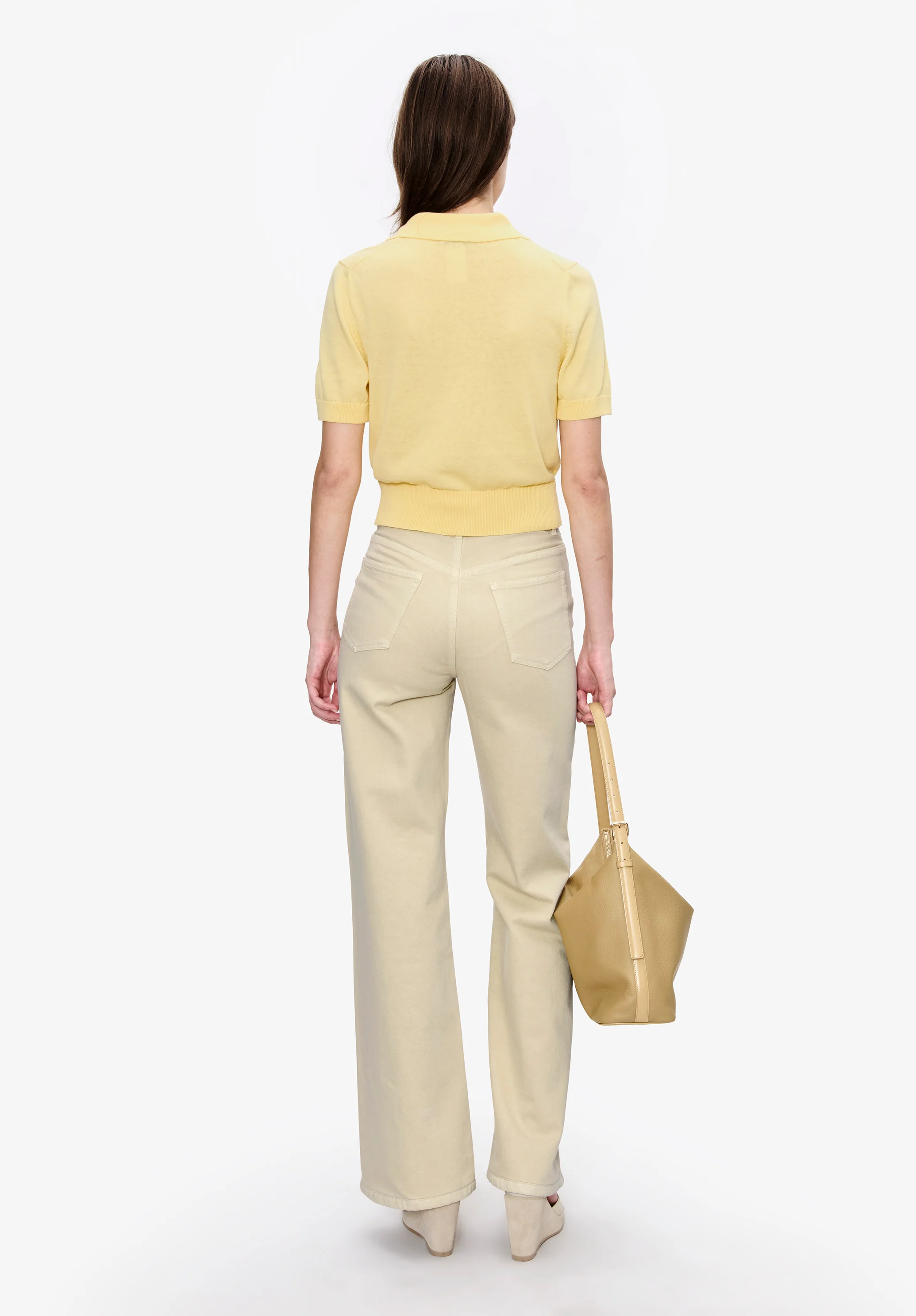 Solid-colour polo shirt in cotton crepe - Image 3