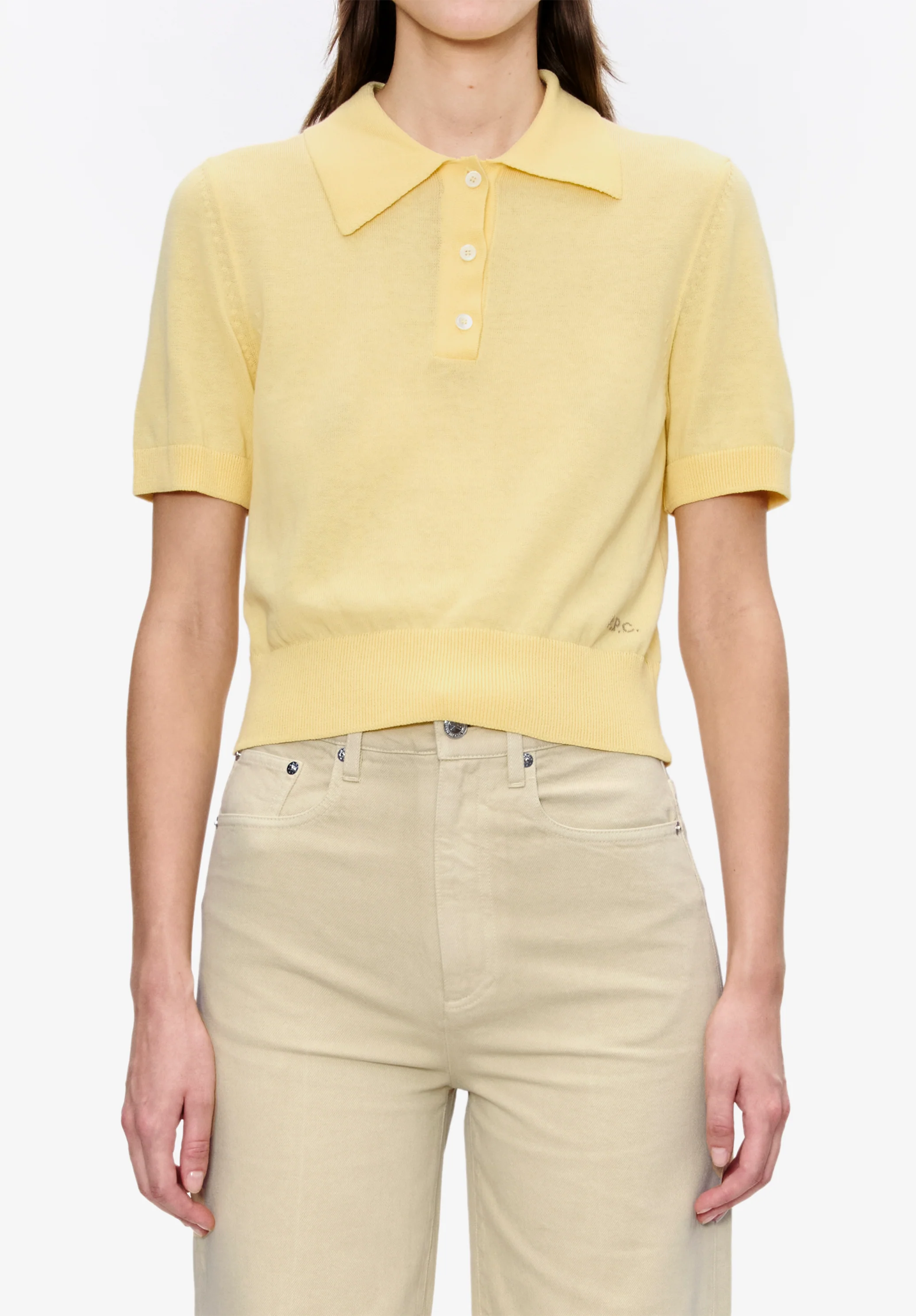Solid-colour polo shirt in cotton crepe - Image 4