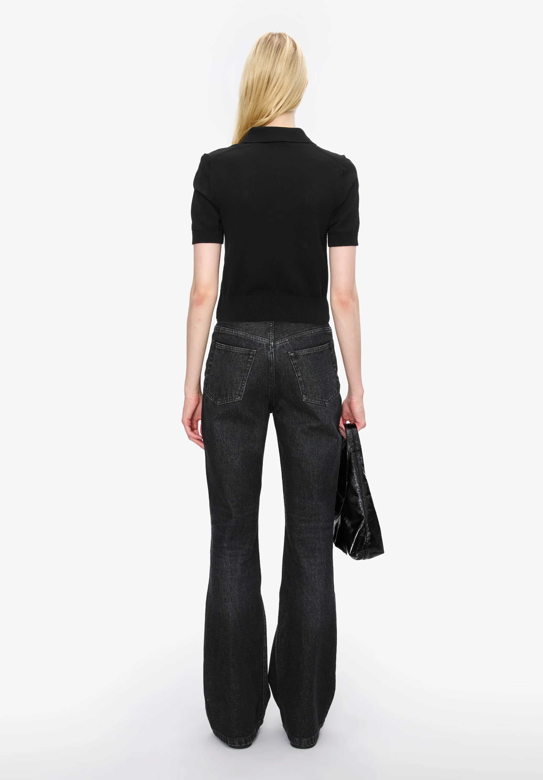 Solid-colour polo shirt in cotton crepe - Image 2
