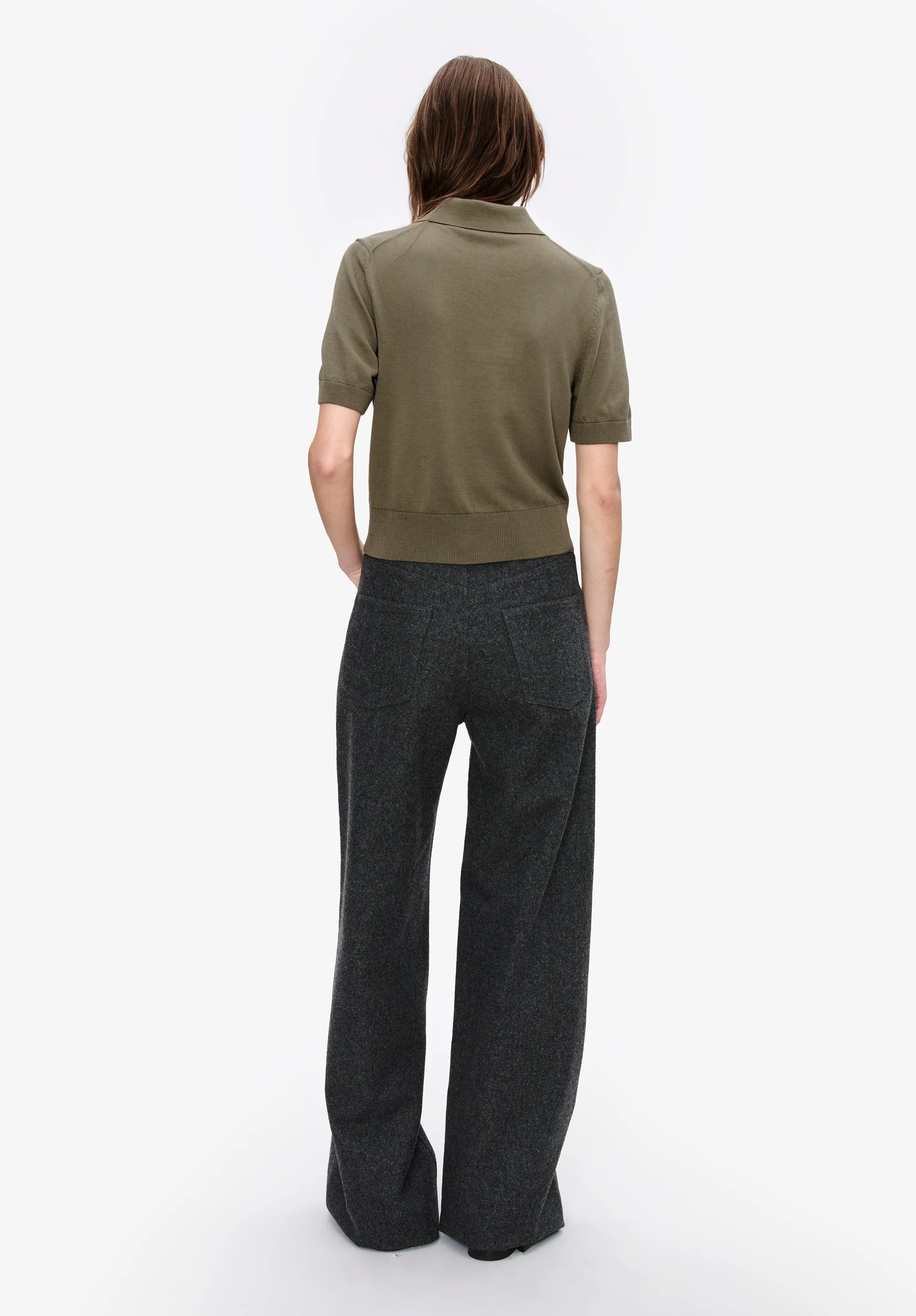 Solid-colour polo shirt in cotton crepe - Image 3