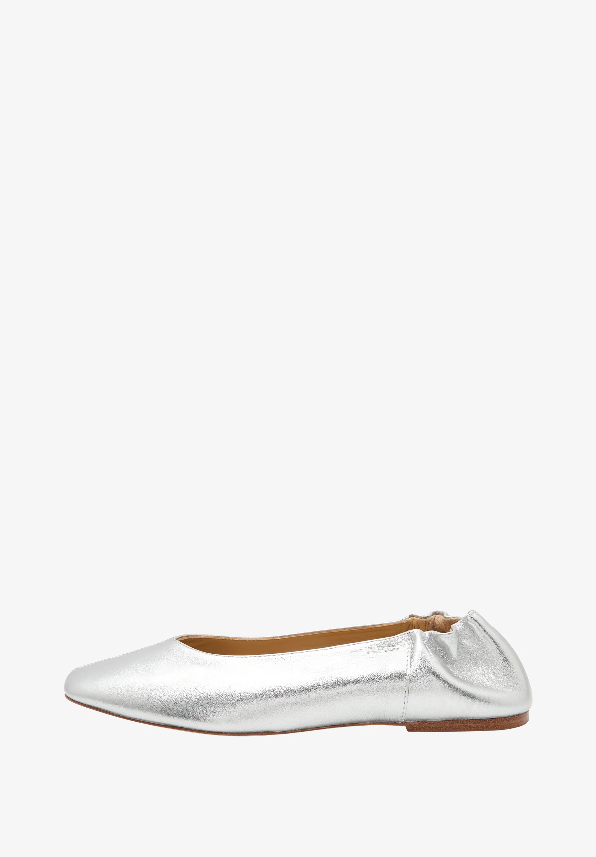 Square-toe leather ballet flats