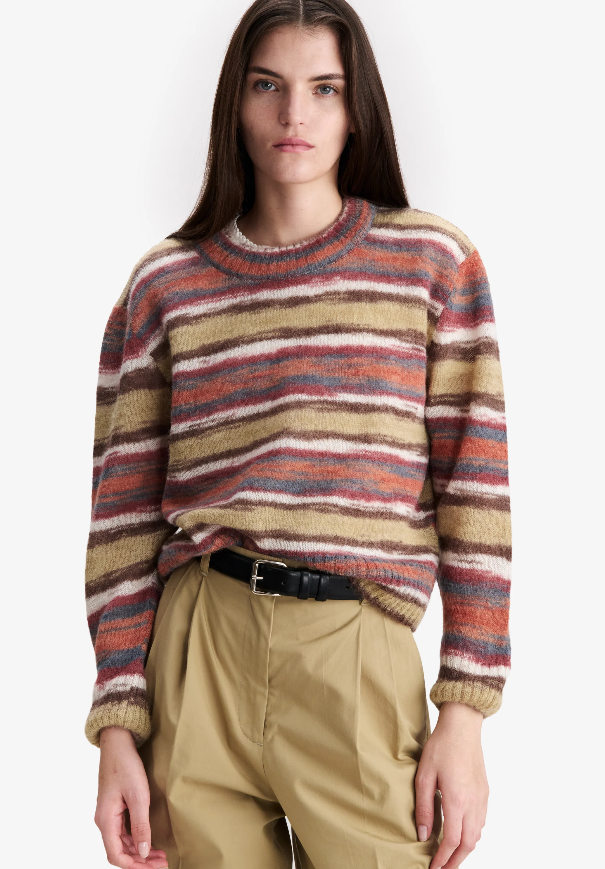 Striped brown alpaca sweater - Image 4