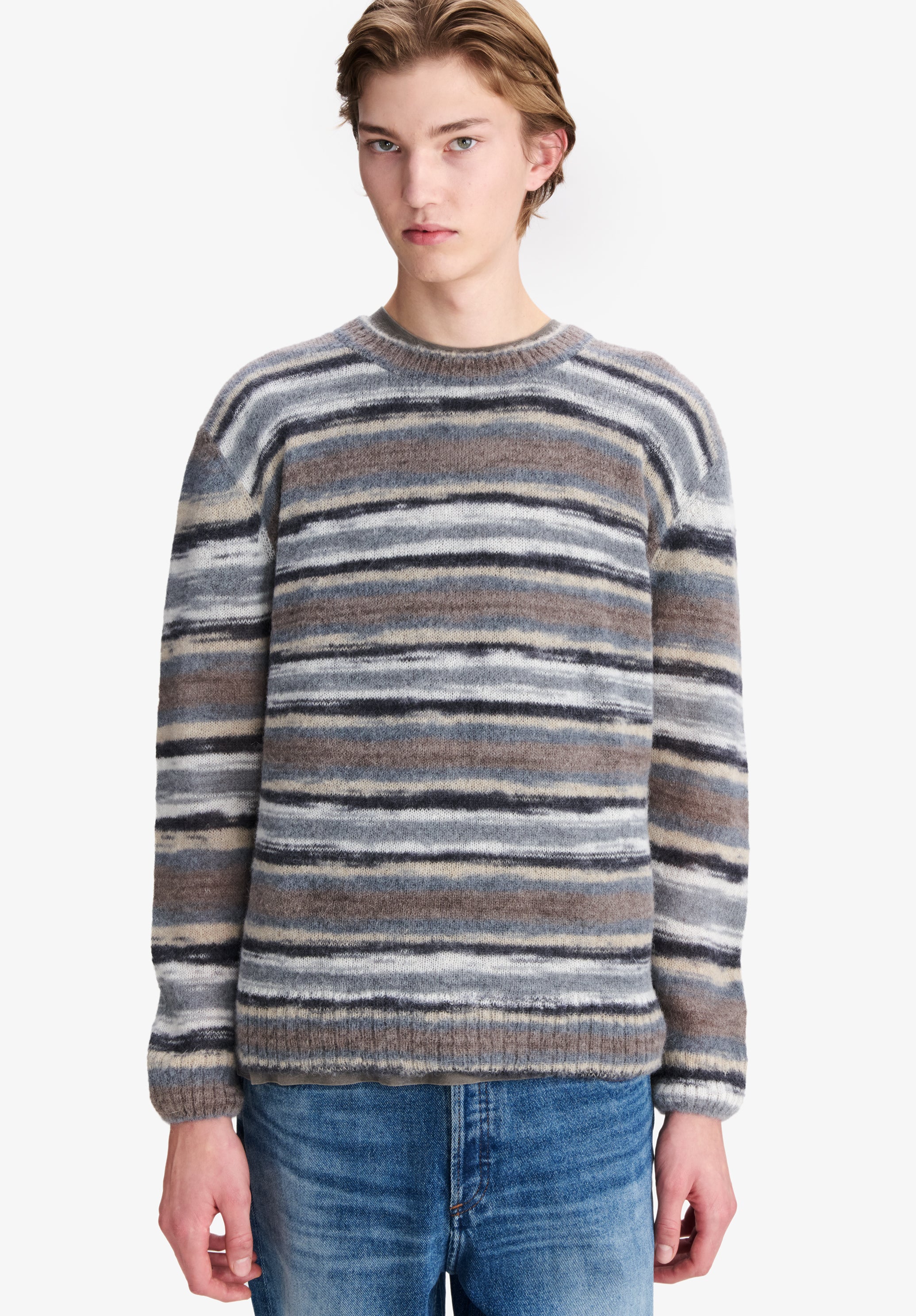 Striped grey alpaca sweater - Image 4