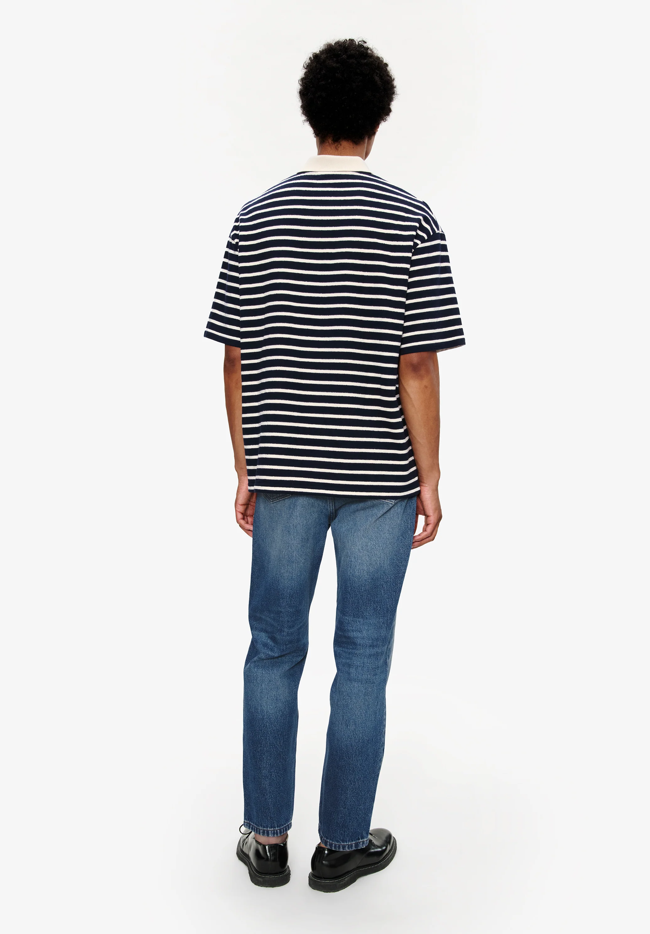 Striped polo shirt with contrasting collar - Image 3