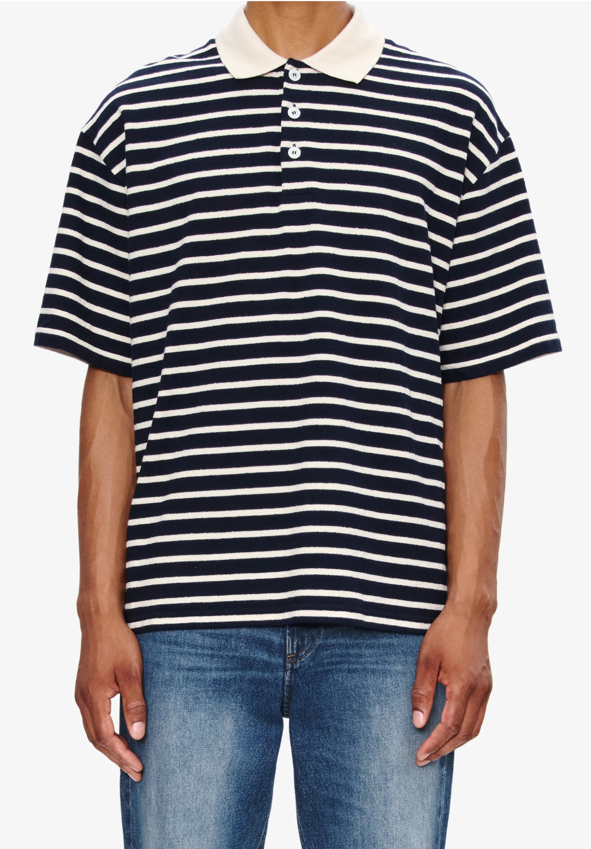 Striped polo shirt with contrasting collar - Image 4