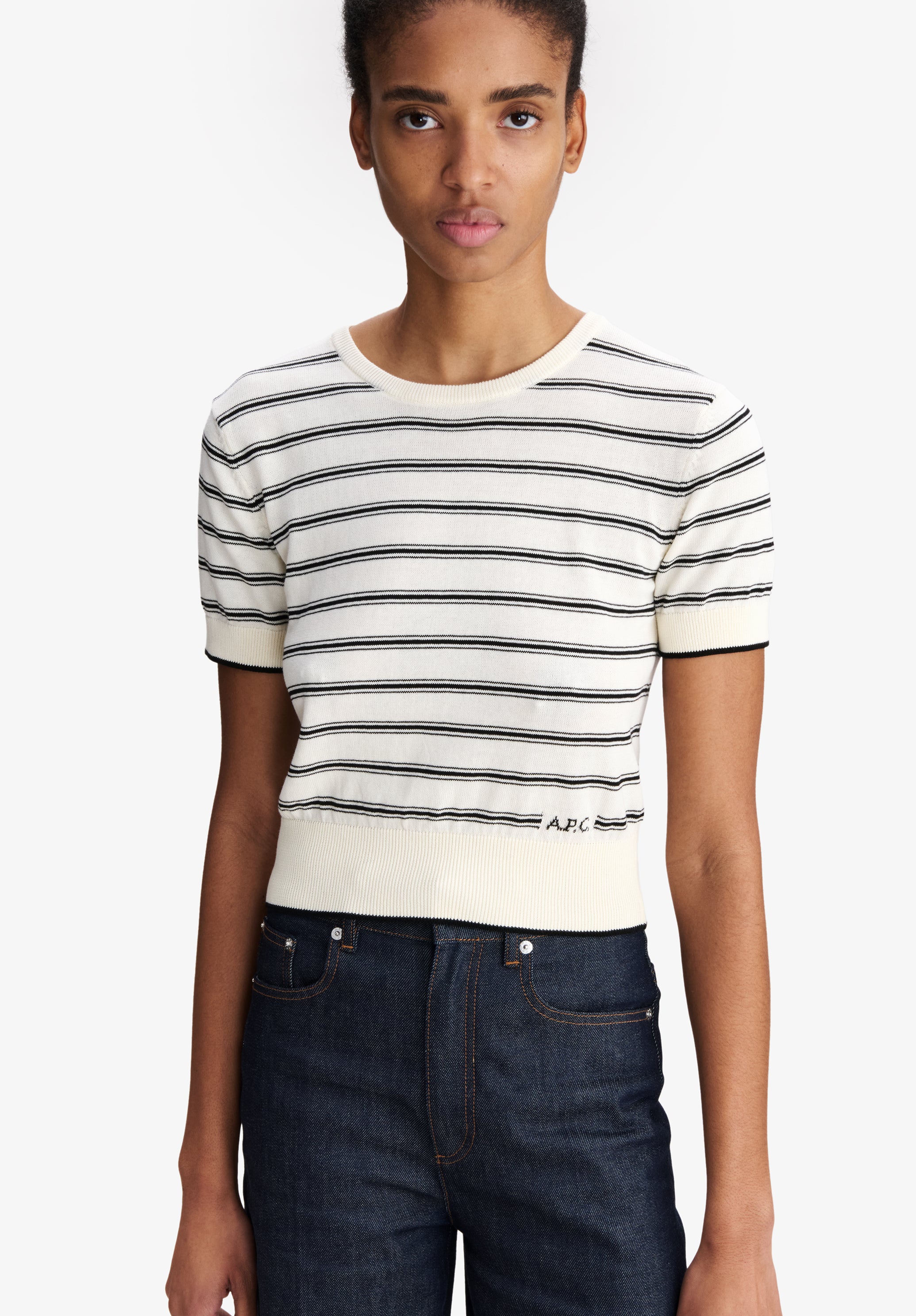 Striped short-sleeve top - Image 4
