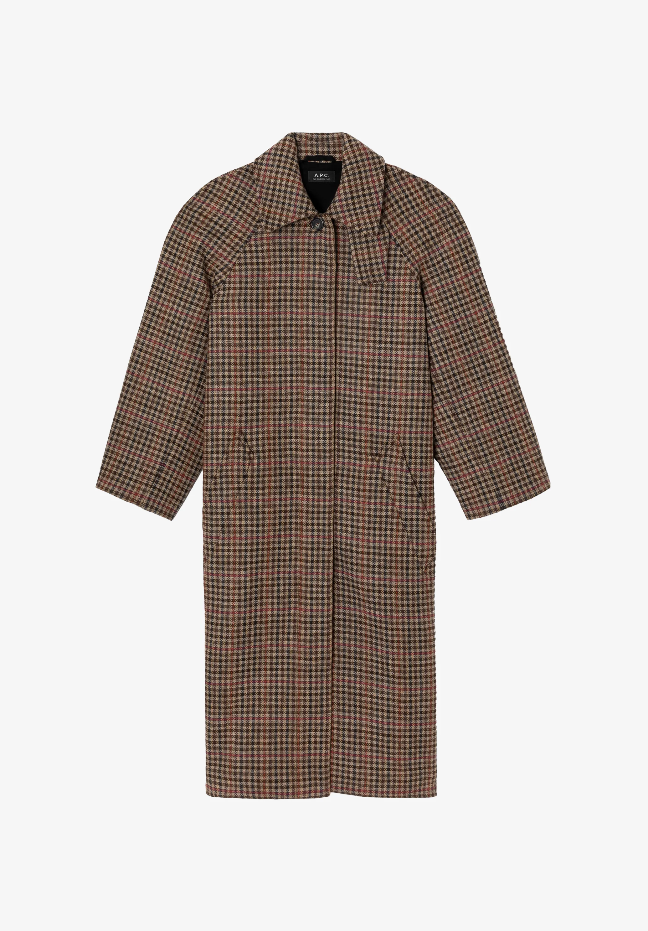 Oversize tartan coat with raglan sleeves